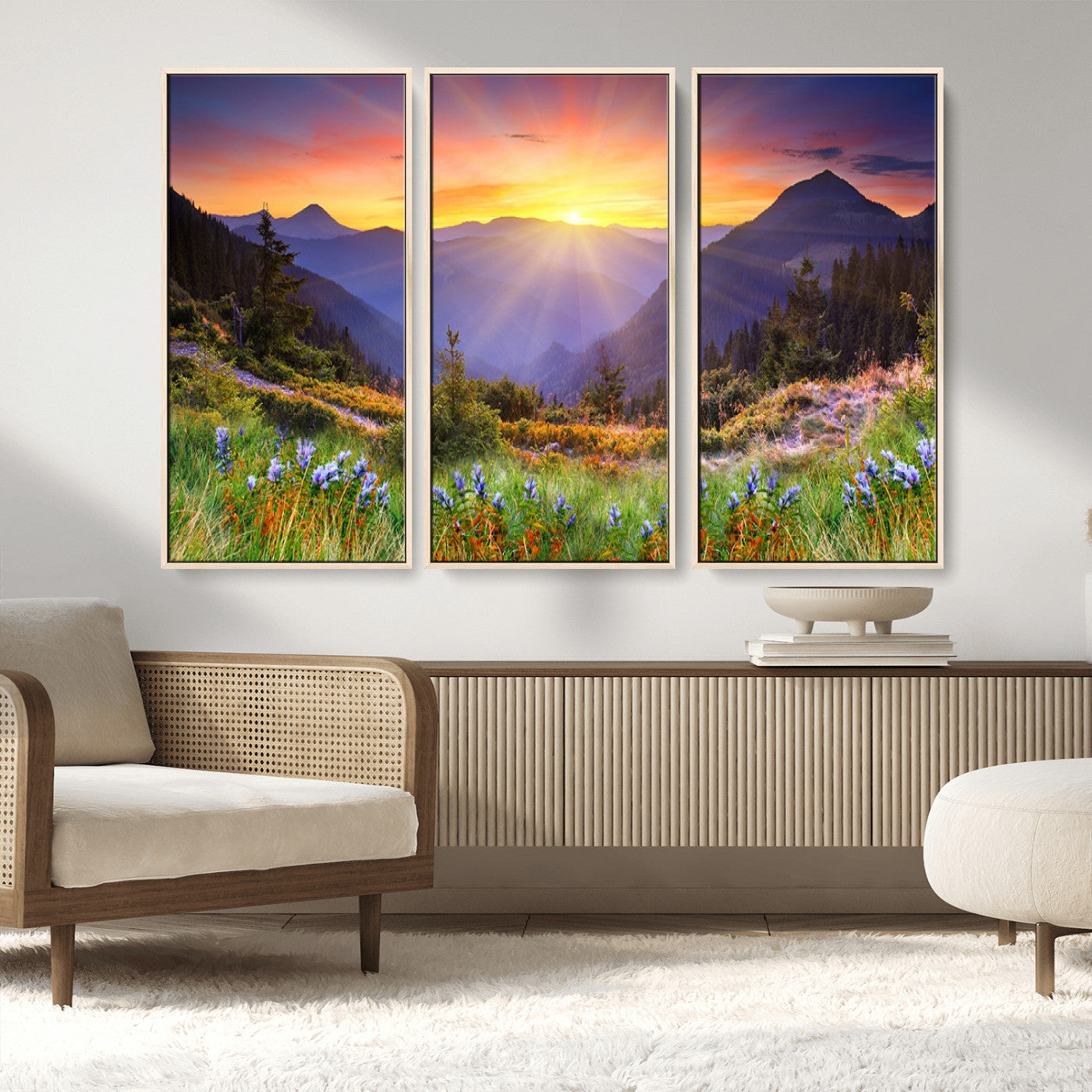 -Mountain and Spring Wall Art Canvas Print