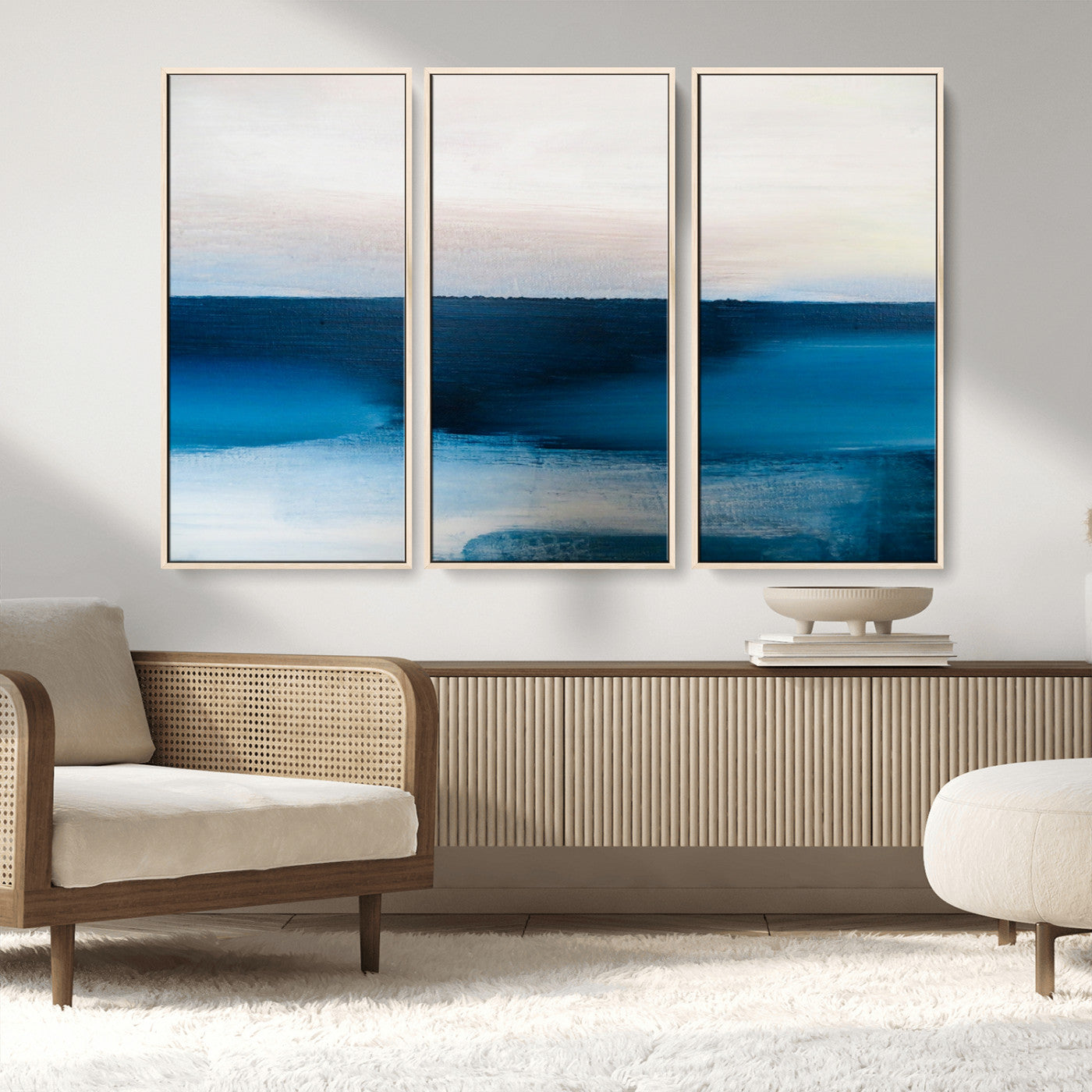 72452-MGV-FC-48X32-3P_Natural-Dark Blue Abstract Wall Art Canvas Print