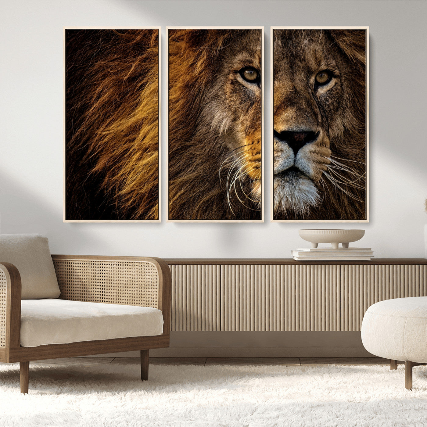 -Mighty Lion Wall Art Canvas Print – Majestic Animal Portrait Artwork for Home, Office, Living Room, Guest Room