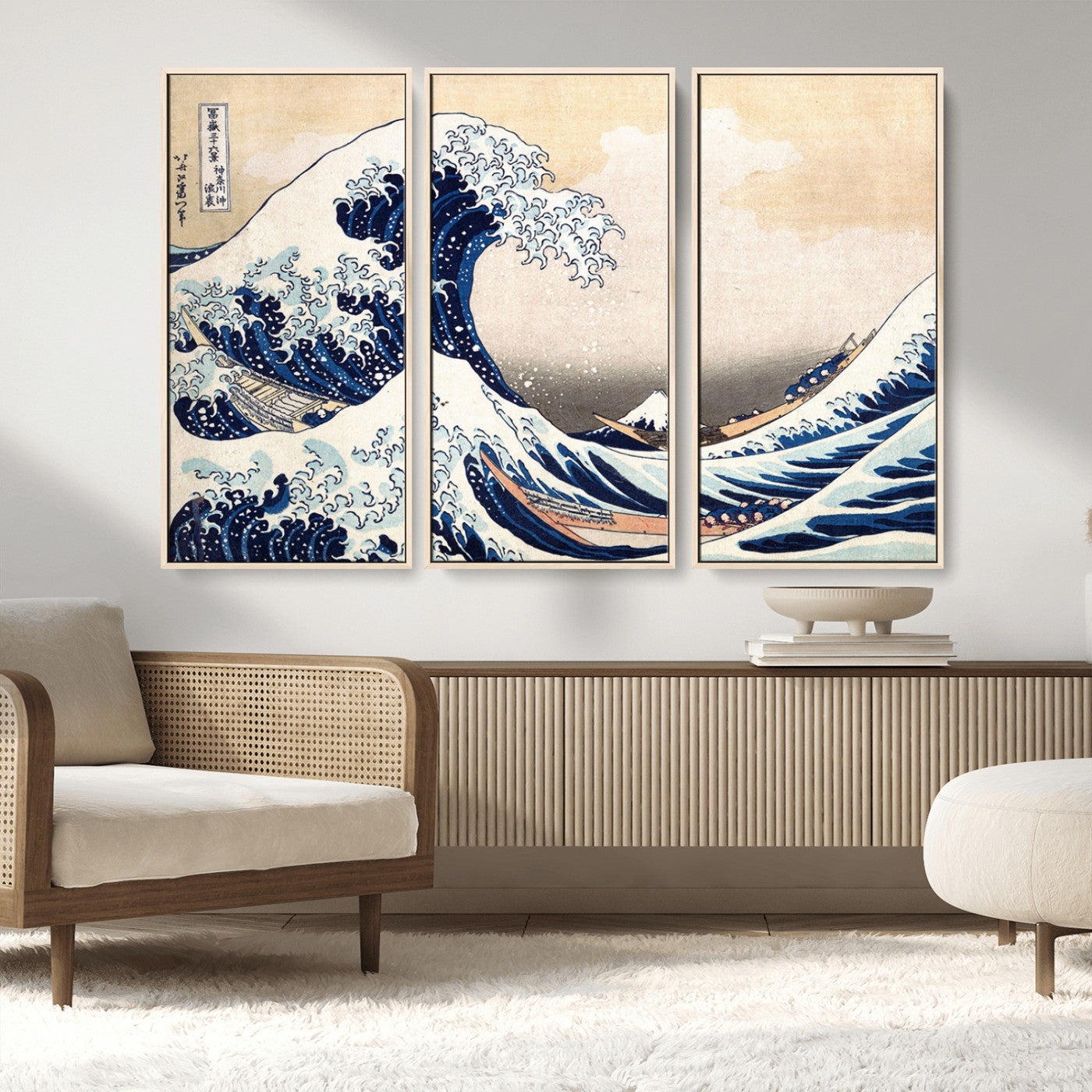 35635-MGV-FC-48X32-3P_Natural-Hokusai: The Breaking Wave off Kanagawa Canvas Print