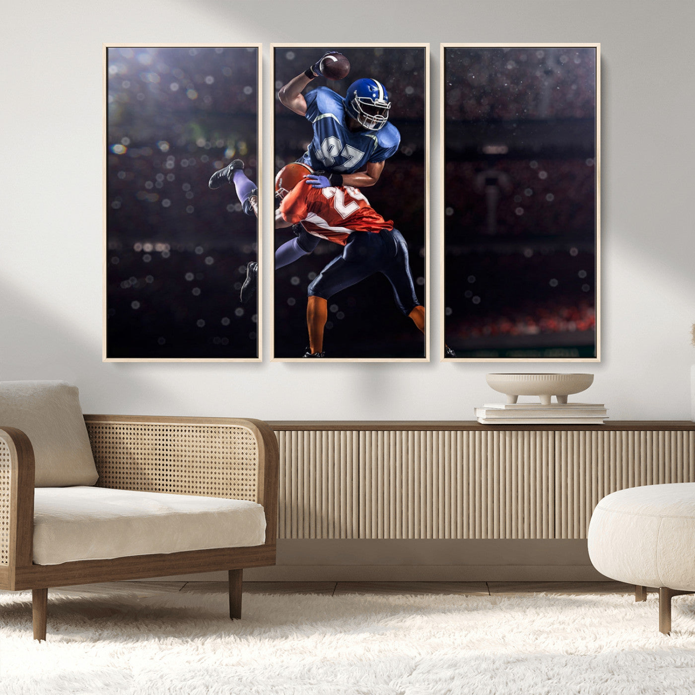 76491-MGV-CV-36X24-American Football Wall Art Canvas Print, Stadium Sport Wall Art Print