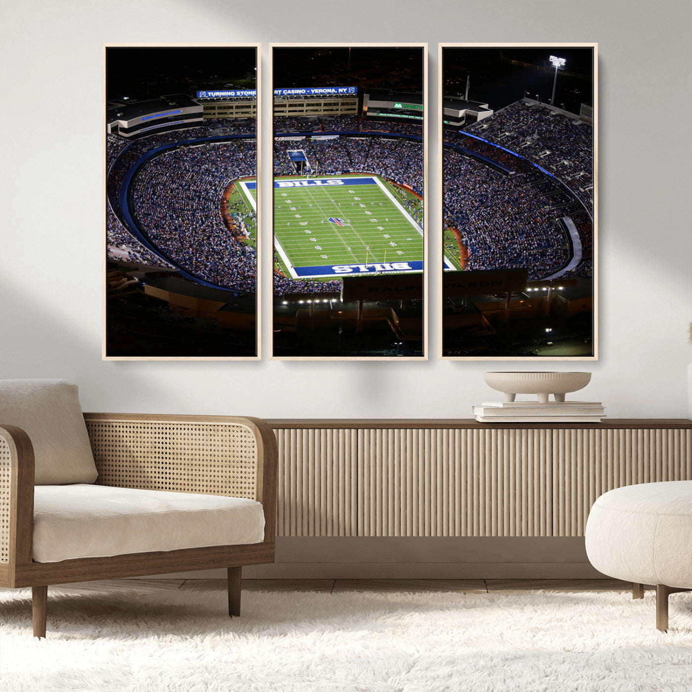 19030-MGV-FC-48X32-3P_Natural-Buffalo Bills NFL Football Team Print - Highmark Stadium Wall Art Canvas Print