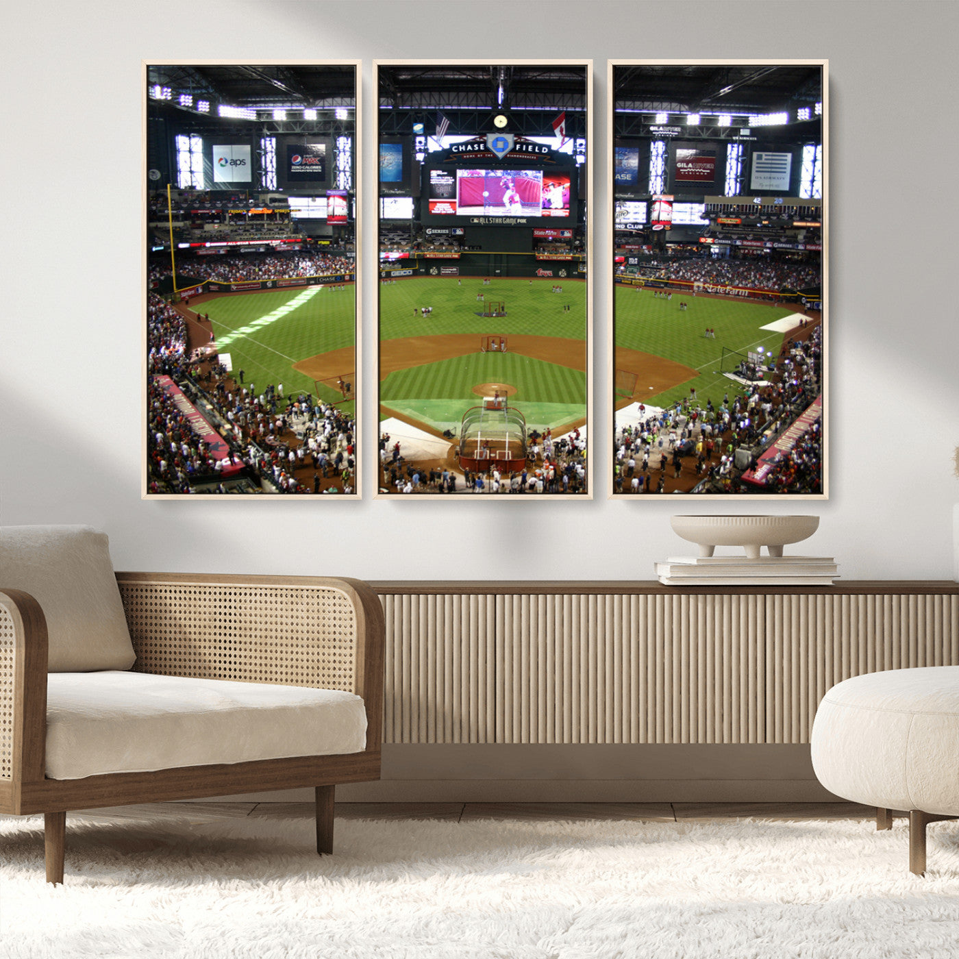 91630-MGV-FC-48X32-3P_Natural-Arizona Diamondbacks Baseball Team Print - Phoenix Chase Field Baseball Stadium Wall Art Canvas