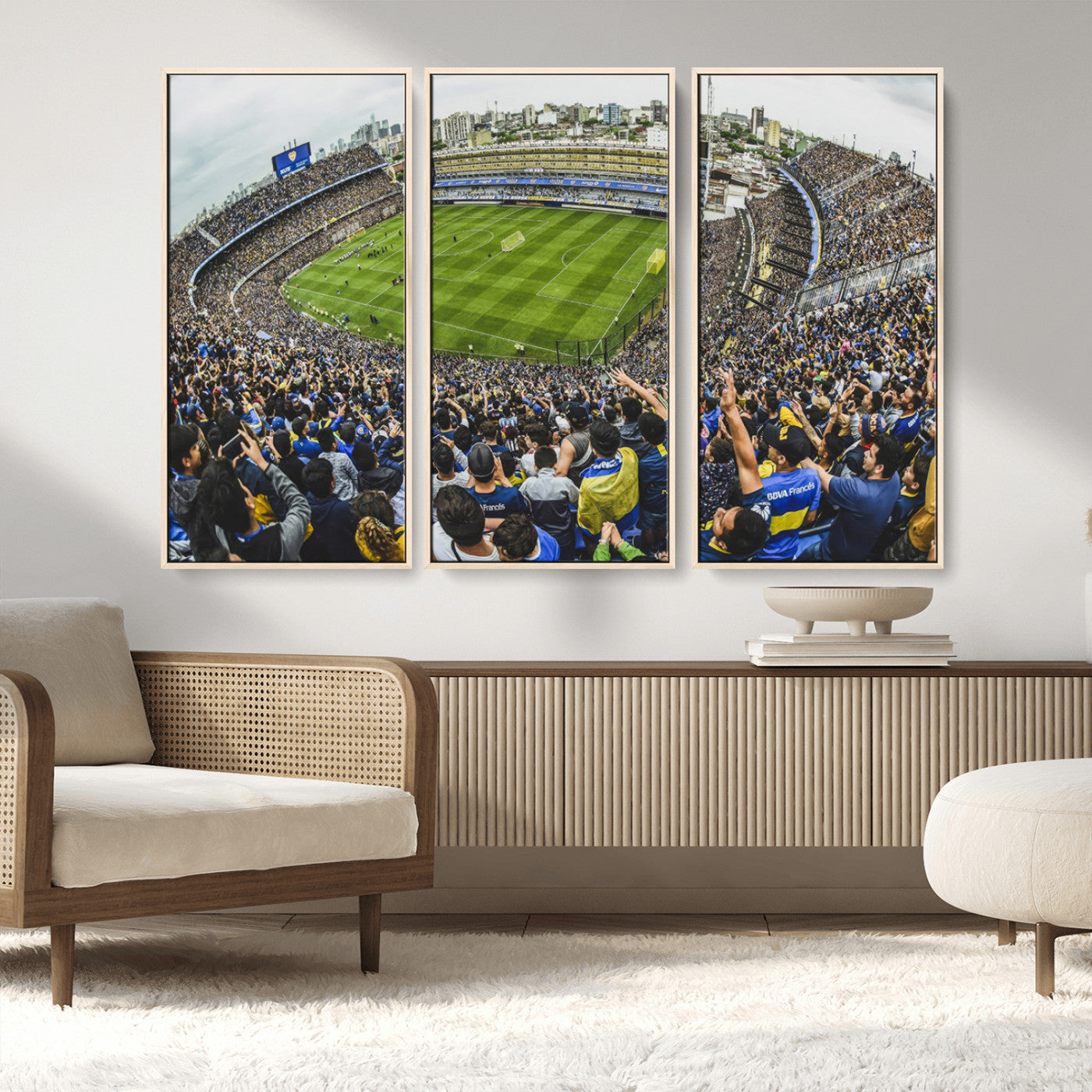 63839-MGV-FC-48X32-3P_Natural-Boca Juniors Soccer Team Print Wall Art - Buenos Aires Bombonera Stadium Canvas Print