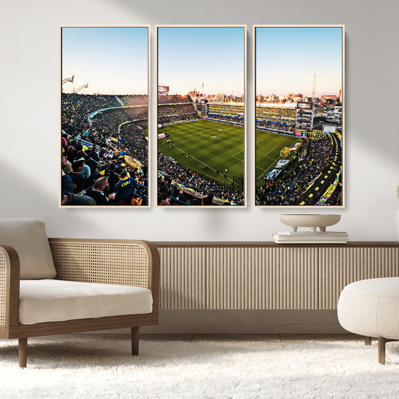50105-MGV-FC-48X32-3P_Natural-Boca Juniors Soccer Team Print - Buenos Aires Bombonera Stadium Wall Art Canvas Print