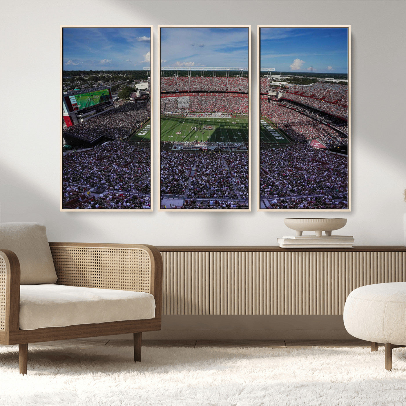 83382-MGV-FC-48X32-3P_Natural-South Carolina Gamecocks Football Team Print - Columbia Williams-Brice Stadium Wall Art Canvas Print