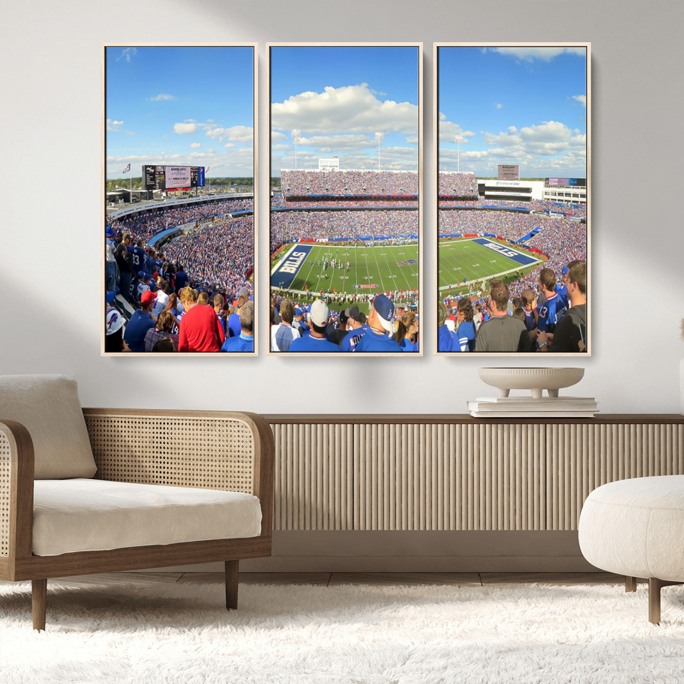 35302-MGV-FC-48X32-3P_Natural-Buffalo Bills NFL Football Team Print - Buffalo Highmark Stadium Wall Art Canvas Print