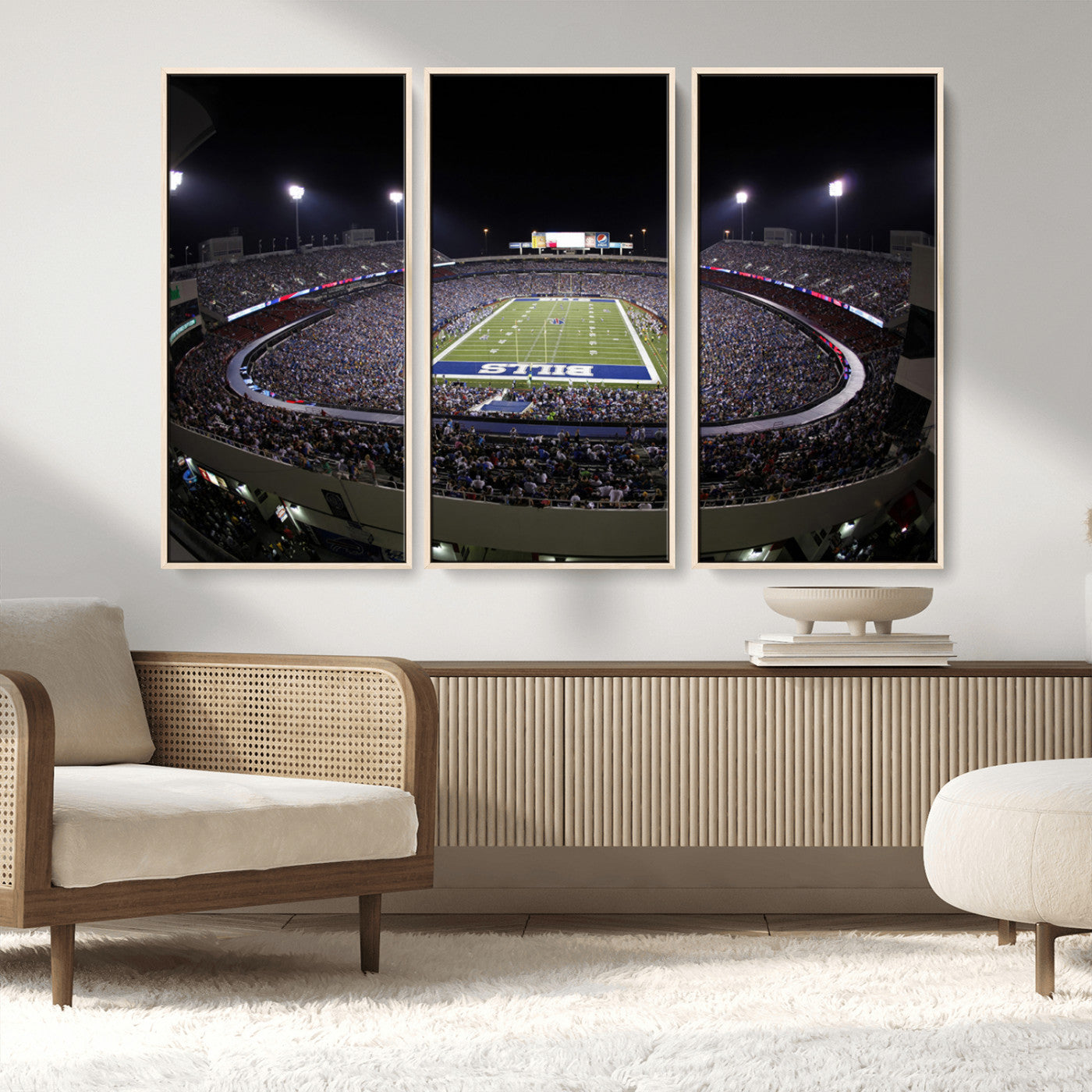 98546-MGV-FC-48X32-3P_Natural-Buffalo Bills NFL Football Team Print - Buffalo Highmark Stadium Wall Art Canvas Print