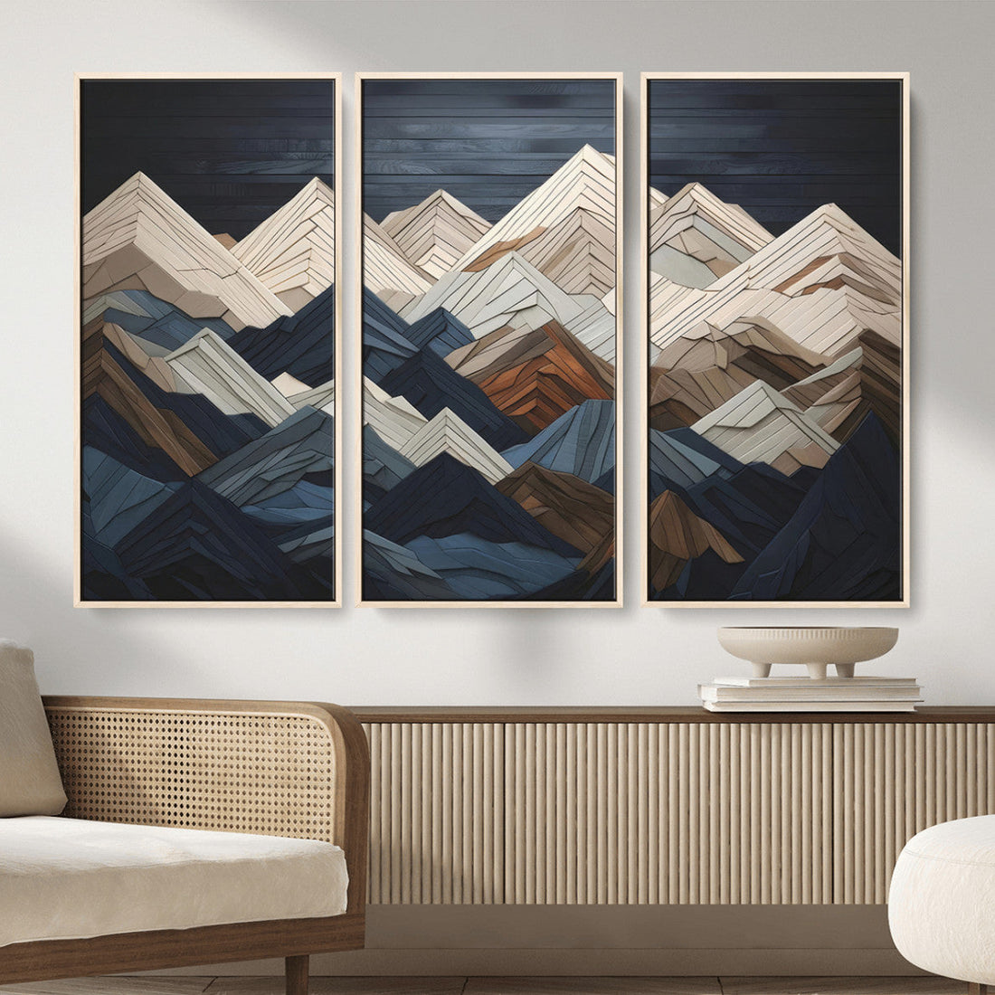 Mountain Wall Art, Modern Geometric Landscape Canvas Print, Abstract Nature Inspired Decor