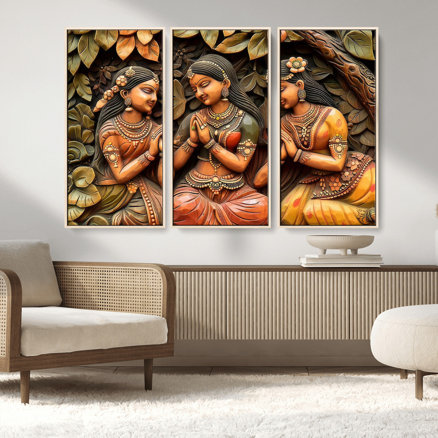 12926-MGV-CV-36X24-Indian Woman Statue Wall Art Canvas Print