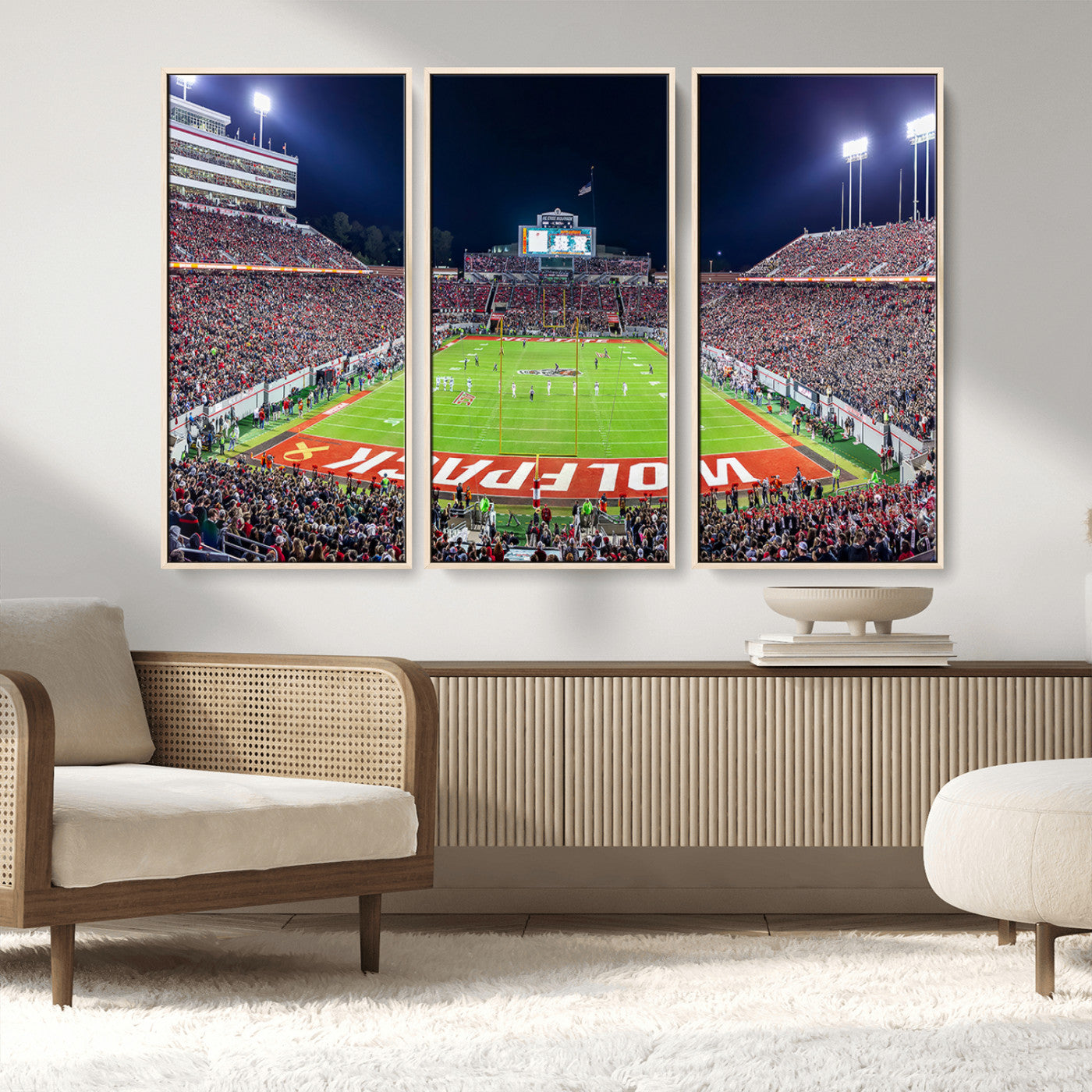 80943-MGV-CV-36X24-Wolfpack Football Team Print - Raleigh Carter-Finley Stadium Wall Art Canvas Print