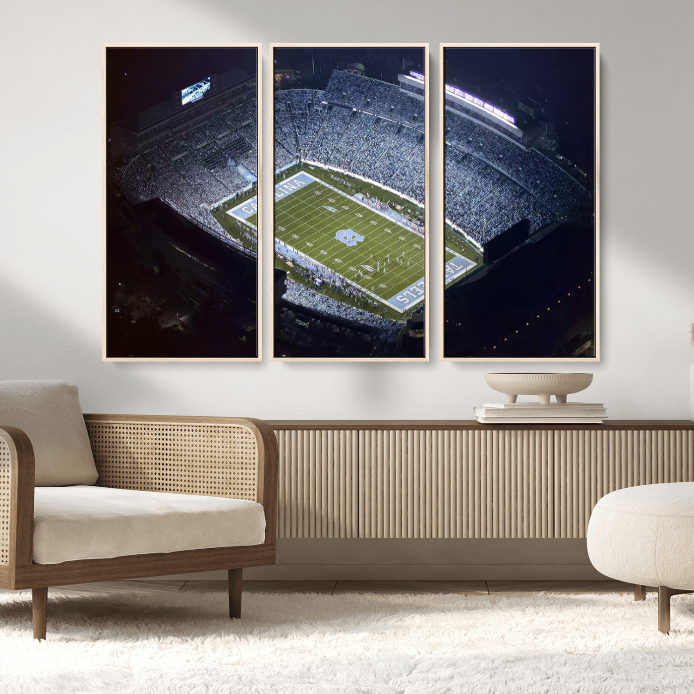 88375-MGV-FC-48X32-3P_Natural-University of North Carolina Tar Heels Football Team Print - Chapel Hill Kenan Memorial Stadium