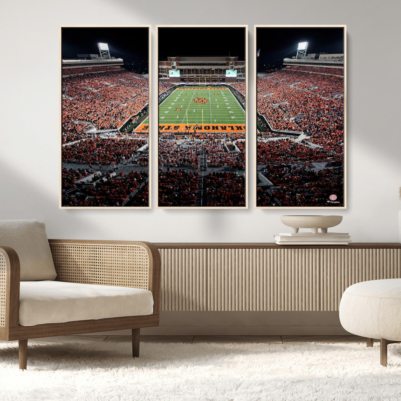 81675-MGV-CV-36X24-Boone Pickens Stadium Wall Art Oklahoma State Cowboys Print Framed Sports Canvas Art for Home, Office, Living Room