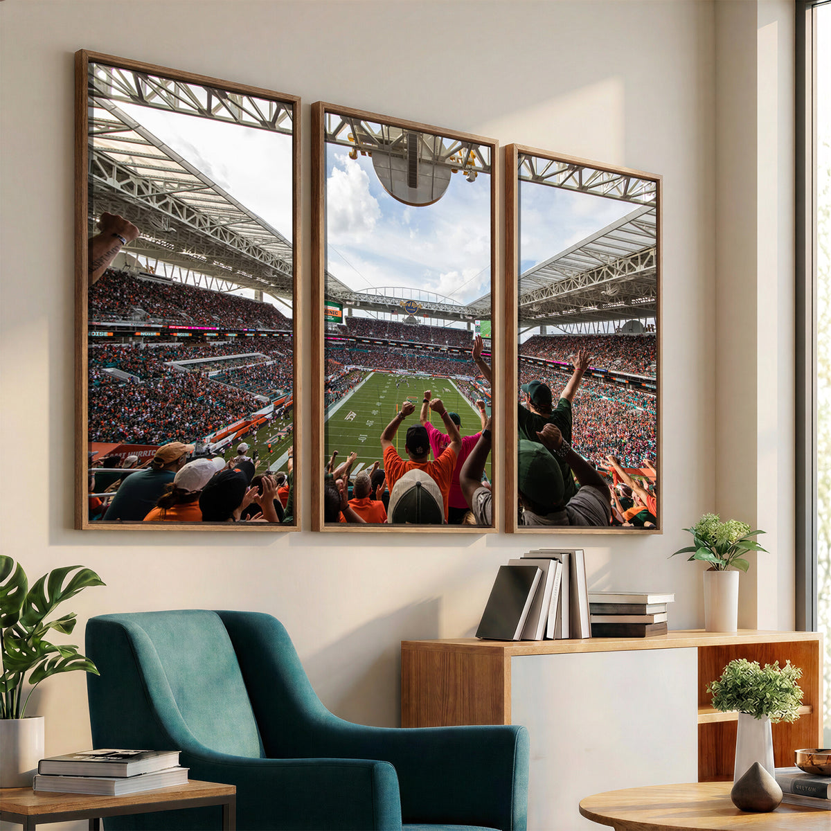 66239-PAN-FL-20X10 - Miami Hurricanes Football Team Wall Art Print - Miami Hard Rock Stadium Wall Art Canvas Print