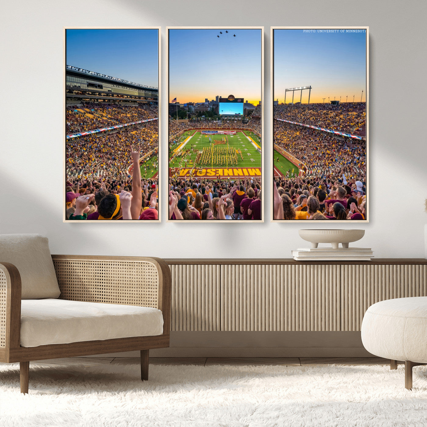 63452-MGV-CV-36X24-University of Minnesota Golden Gophers Football Team Print - Minneapolis Huntington Bank Stadium