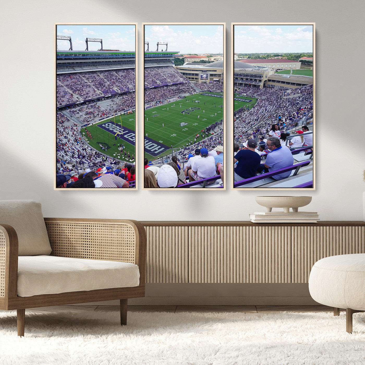 95139-MGV-FC-48X32-3P_Natural-The Texas Christian University TCU Horned Frogs Football Team Print - Fort Worth Amon G. Carter