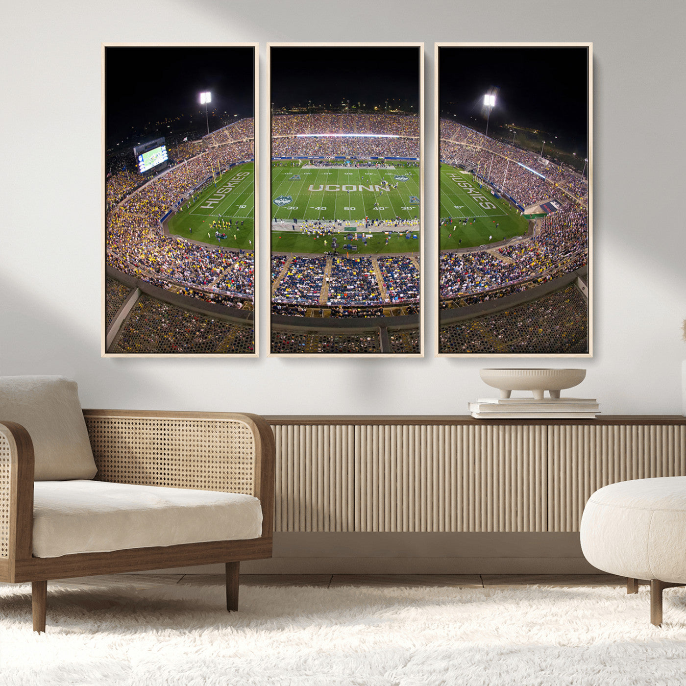 52855-MGV-FC-48X32-3P_Natural-The University of Connecticut UCONN Huskies Football Team Print - East Hartford Pratt & Whitney
