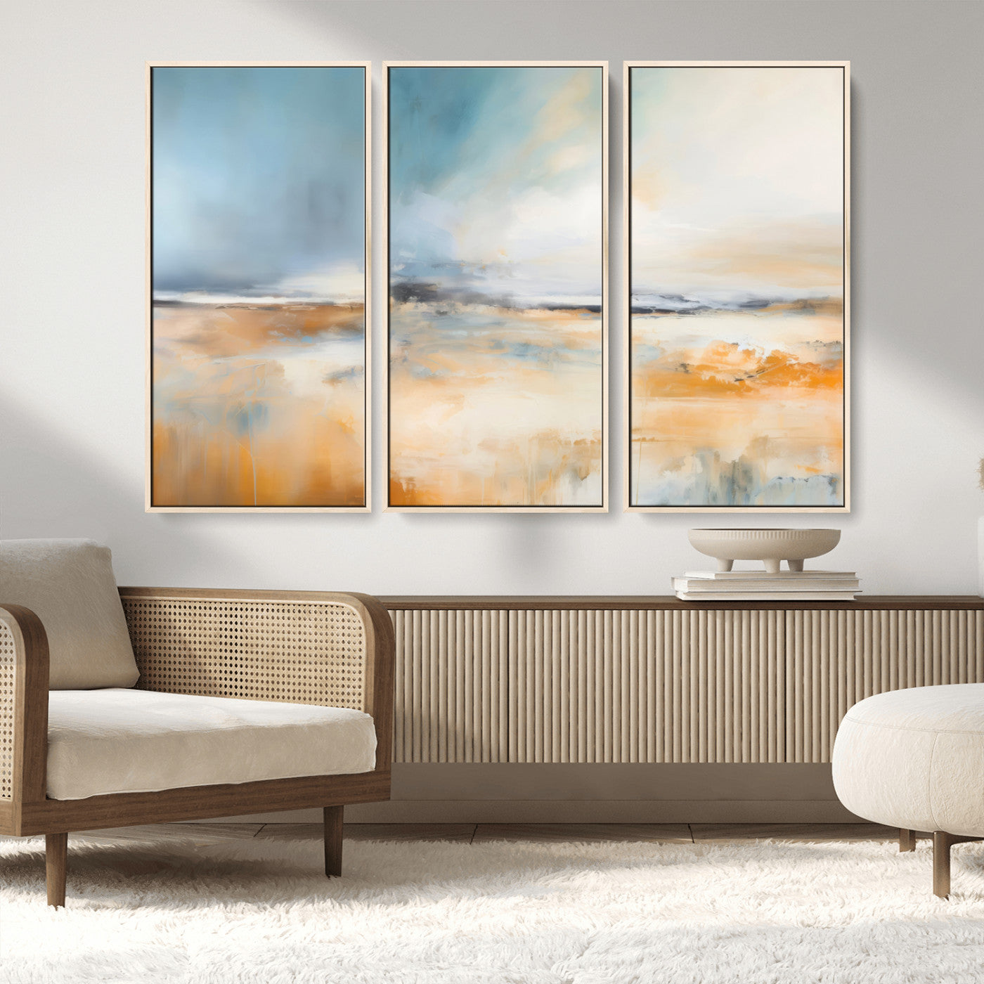guzelmis-sharpen-MGV-FC-48X32-3P_Natural-Abstract Landscape Wall Art Canvas Print - Warm Tones of Orange and Blue, Modern Framed Art for Home