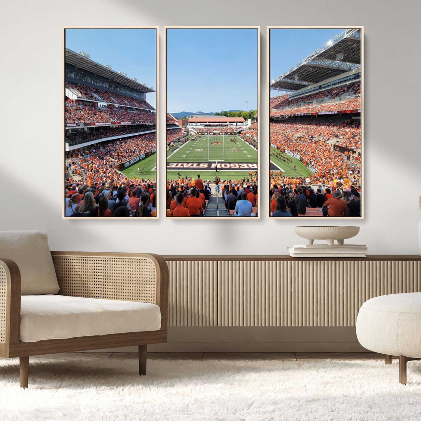 35211-MGV-FC-48X32-3P_Natural-Oregon State Beavers Football Team Print - Corvallis Reser Stadium Wall Art Canvas Print