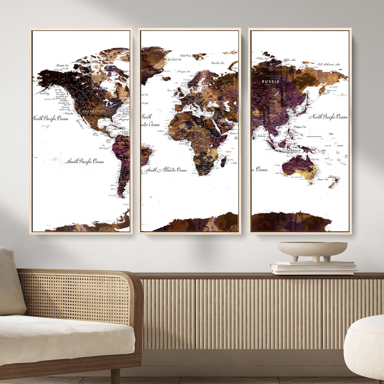 50611-MGV-CV-36X24 - Push Pin World Map Canvas Print – Framed Wall Art for Couples to Track Their Travels – Anniversary