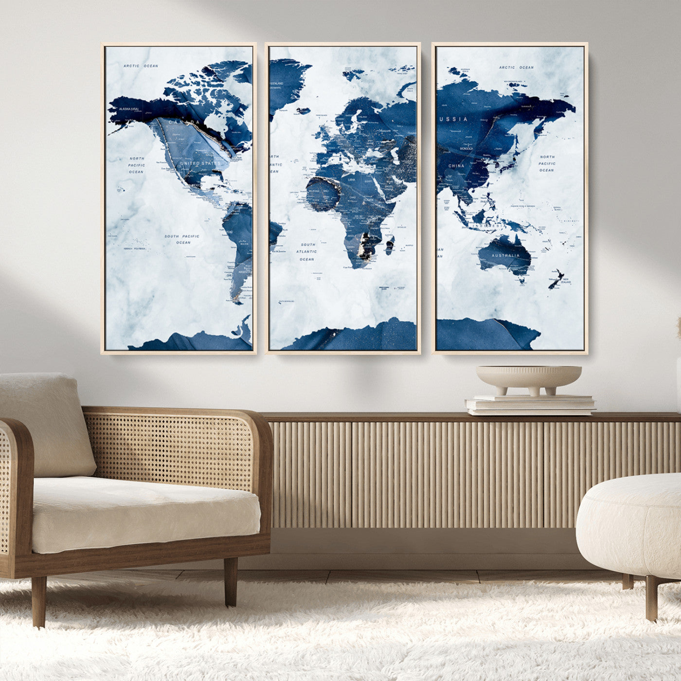 44436-MGV-FC-48X32-3P_Natural-Push Pin World Map Canvas Print – Travel Tracker Wall Art for Couples, Perfect Anniversary Gift for Home or Office Decor