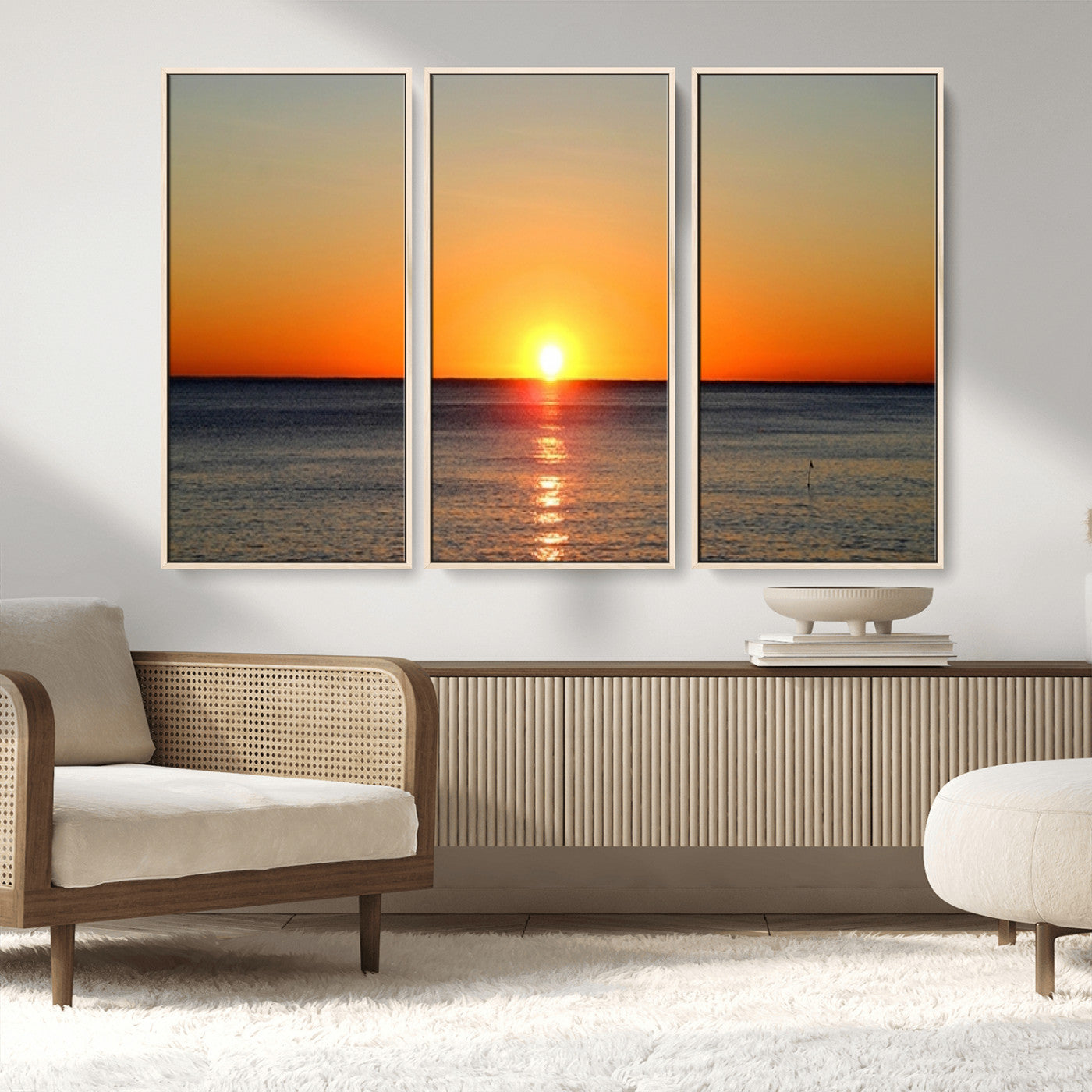 54676-MGV-CV-36X24-Golden Horizon Sunset Over Ocean Wall Art Canvas Print – Tropical Beach Canvas Wall Art – Giclee