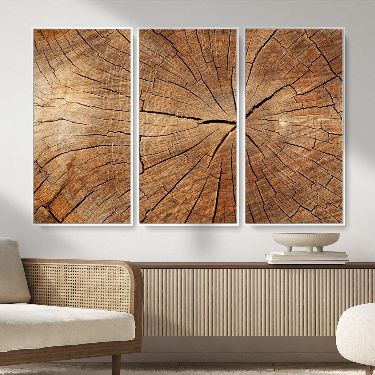 61710-MGV-CV-36X24 - Tree Ring Canvas Art, Rustic Wood Grain Wall Art, Tree Slice Decor for Modern Homes, Giclee