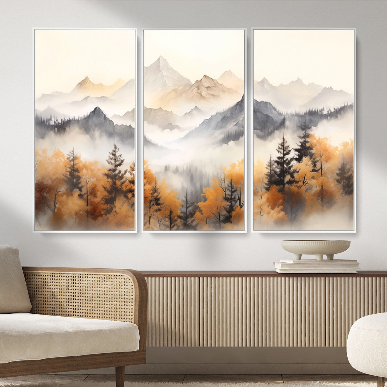 70049-MGV-CV-36X24 - Abstract Mountain Wall Art | Misty Mountain Forest and Mountains Canvas Print for Living Room,