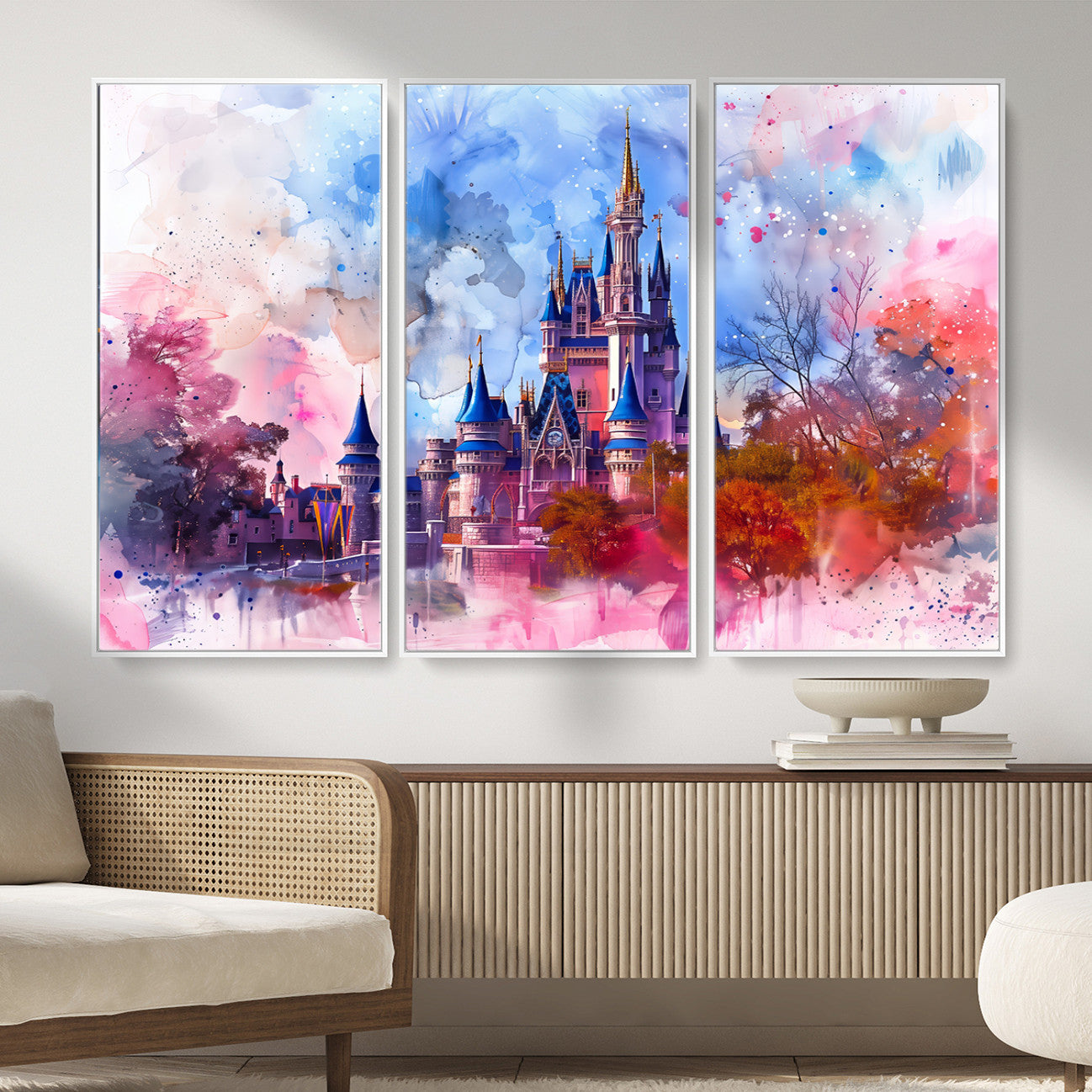 58662-MGV-CV-36X24 - Disney Wall Art: Dreamy Watercolor Cinderella Castle Canvas Print
