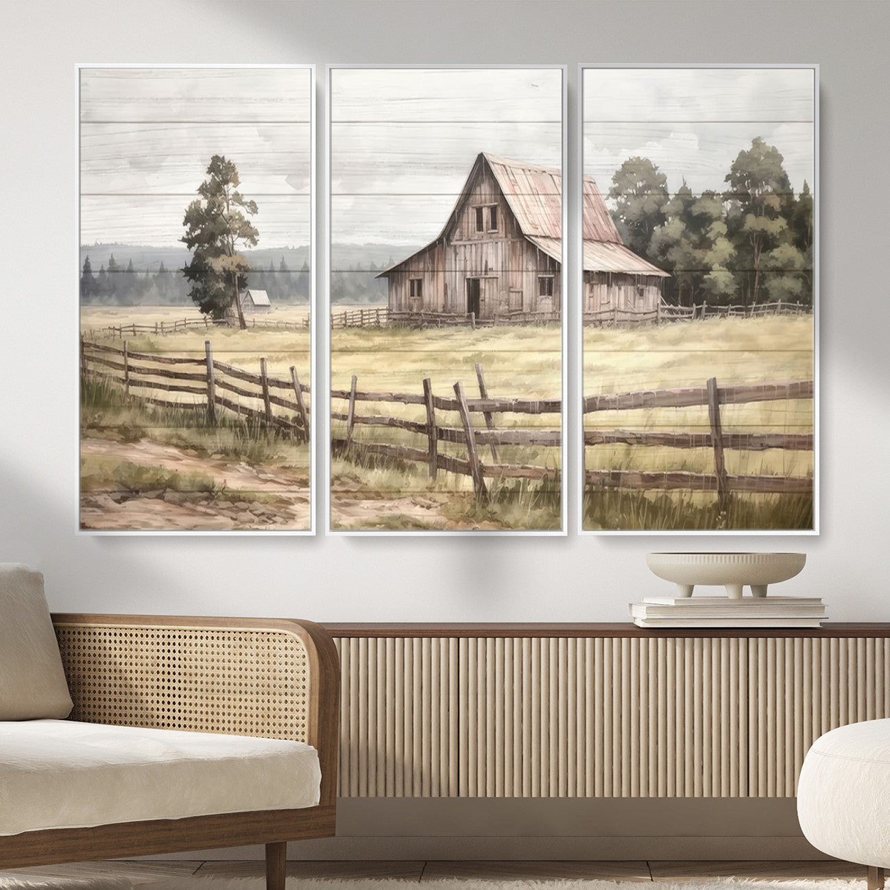 87489-MGV-CV-36X24 - Rustic Farmhouse Barn Wall Art | Framed Gallery Wrap Barn Giclee Canvas Print for Farmhouse Decor