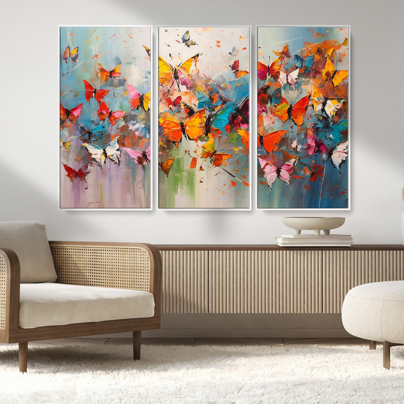11835-MGV-FC-48X32-3P_White-Abstract Butterfly Wall Art Canvas Print