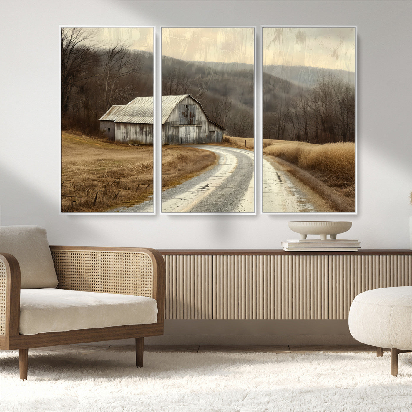 10376-MGV-FC-48X32-3P_White-Vintage Barn for Farmhouse Wall Decor Canvas Print