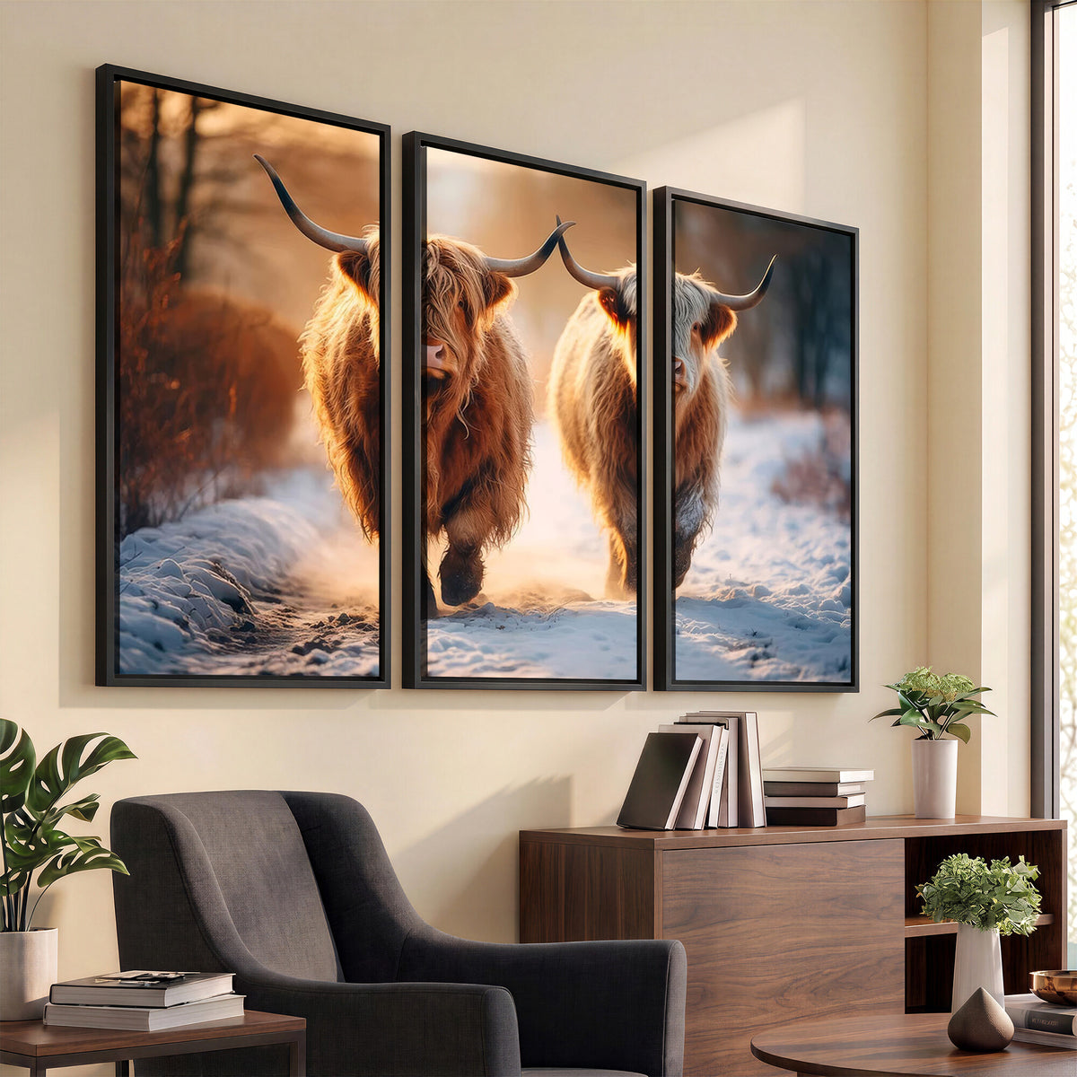 94810-_Poster-30x20 - Scottish Highland Cow Horn Farm Wall Art Canvas Print