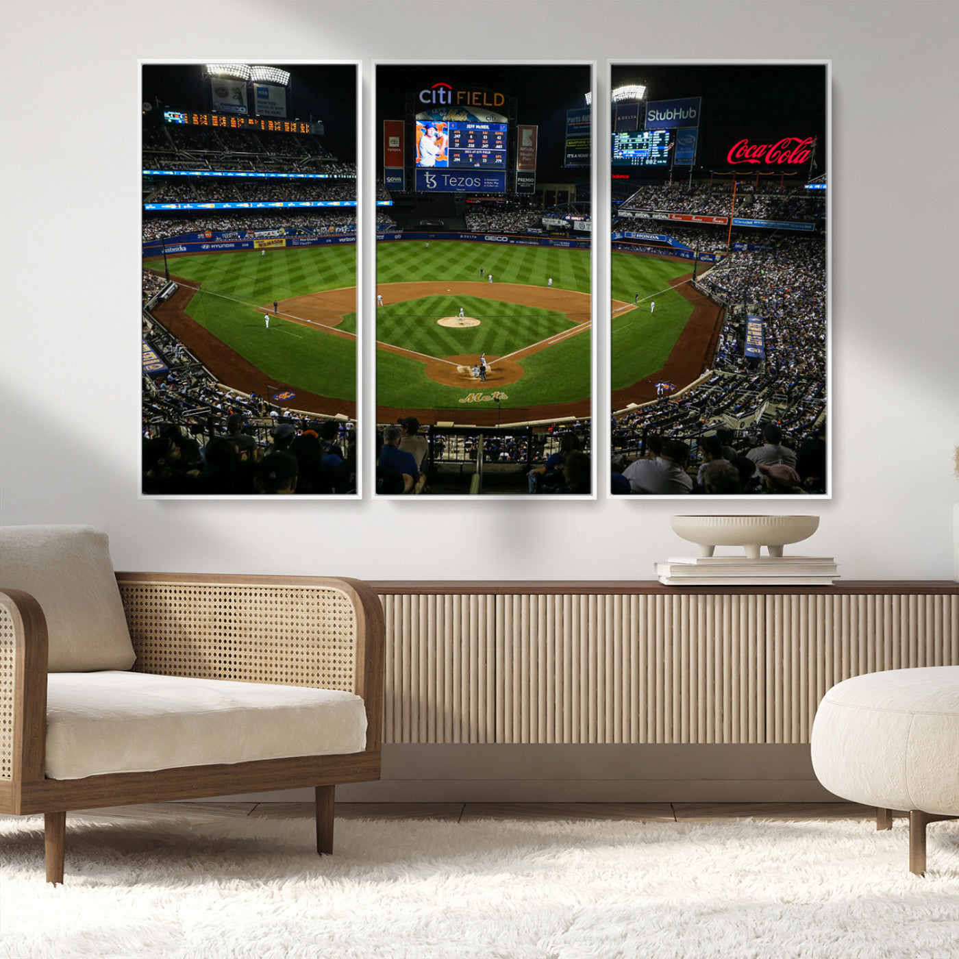 25148-MGV-FC-48X32-3P_White-Los Angeles Dodgers Baseball Team Print - California Dodger Stadium Wall Art Canvas Print