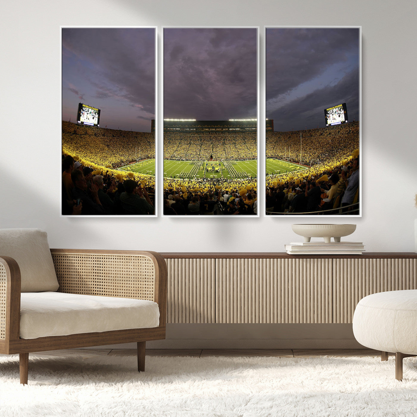 72404-MGV-FC-48X32-3P_White-Michigan Wolverines Print - Michigan Stadium Wall Art Canvas Print
