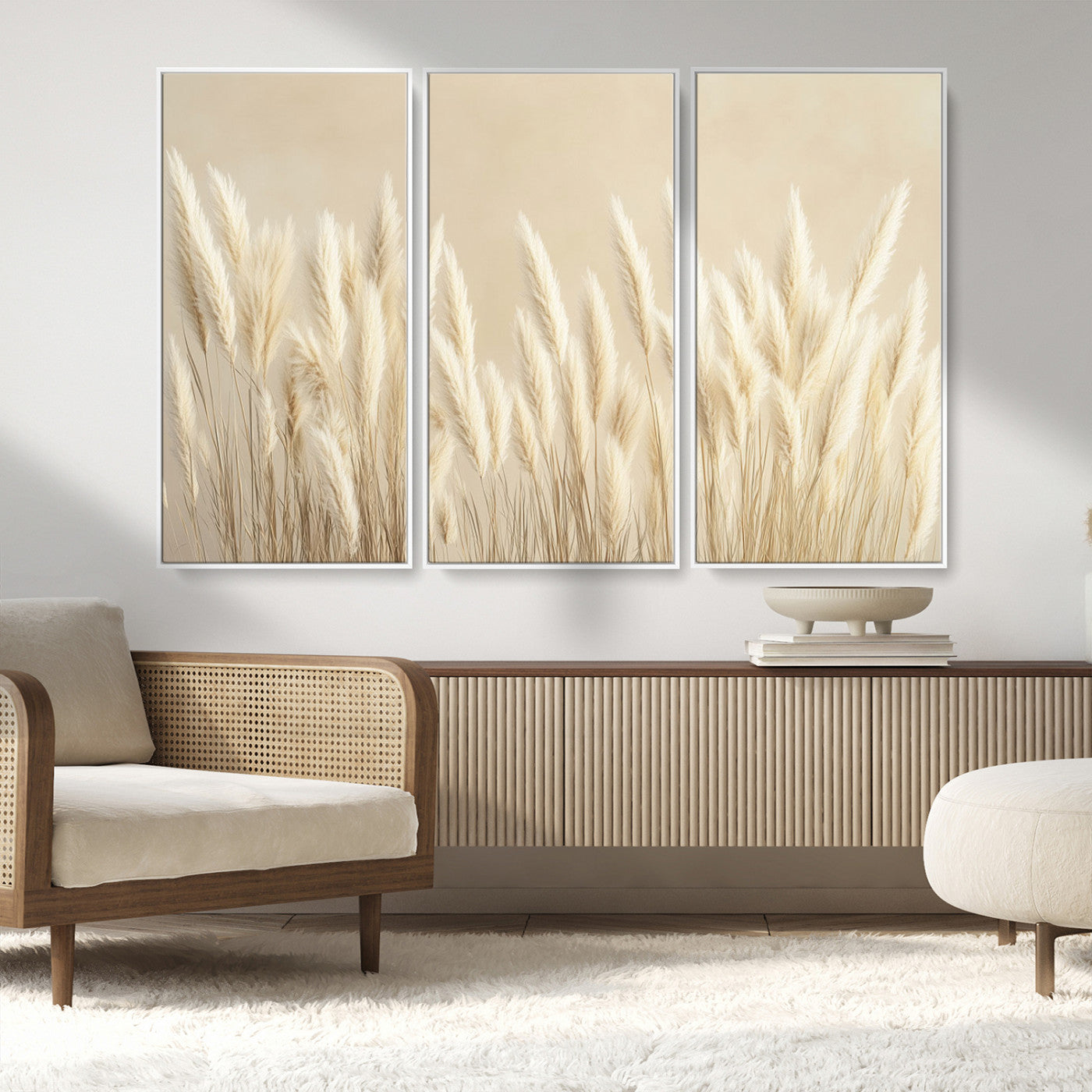 -Grass Wall Art Print - Elegant Neutral Decor for Living Room, Boho Minimalist Artwork, Ready to Hang