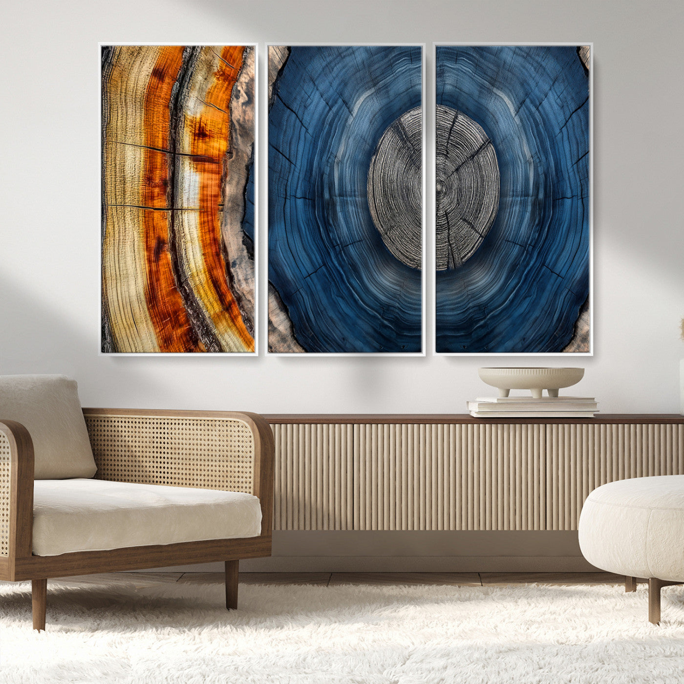 79754215-MGV-FC-48X32-3P_White-Abstract Tree Rings Wall Art Canvas Print - Wood Grain Rings Artwork Print - Nature Woodland Modern