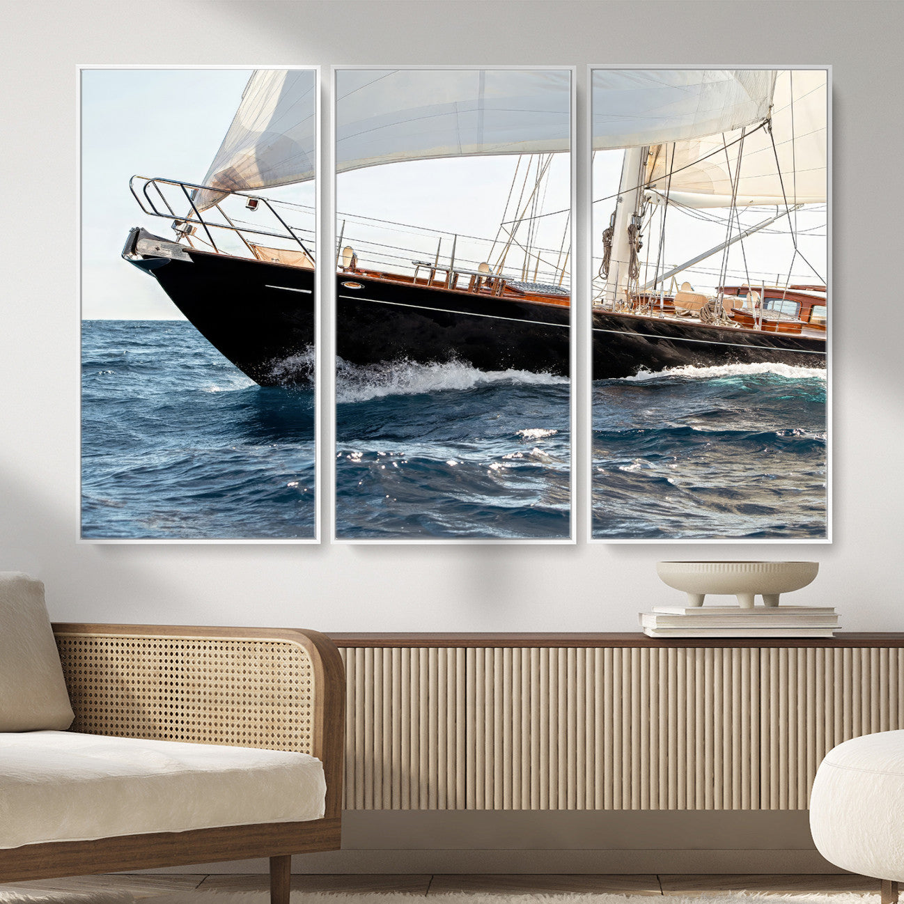97168626-MGV-CV-36X24 - Boat Yacht Wall Art – Ocean Waves & Sailing Adventure Canvas Print, Nautical Elegance & Marine Journey for Living Room or Luxury Decor