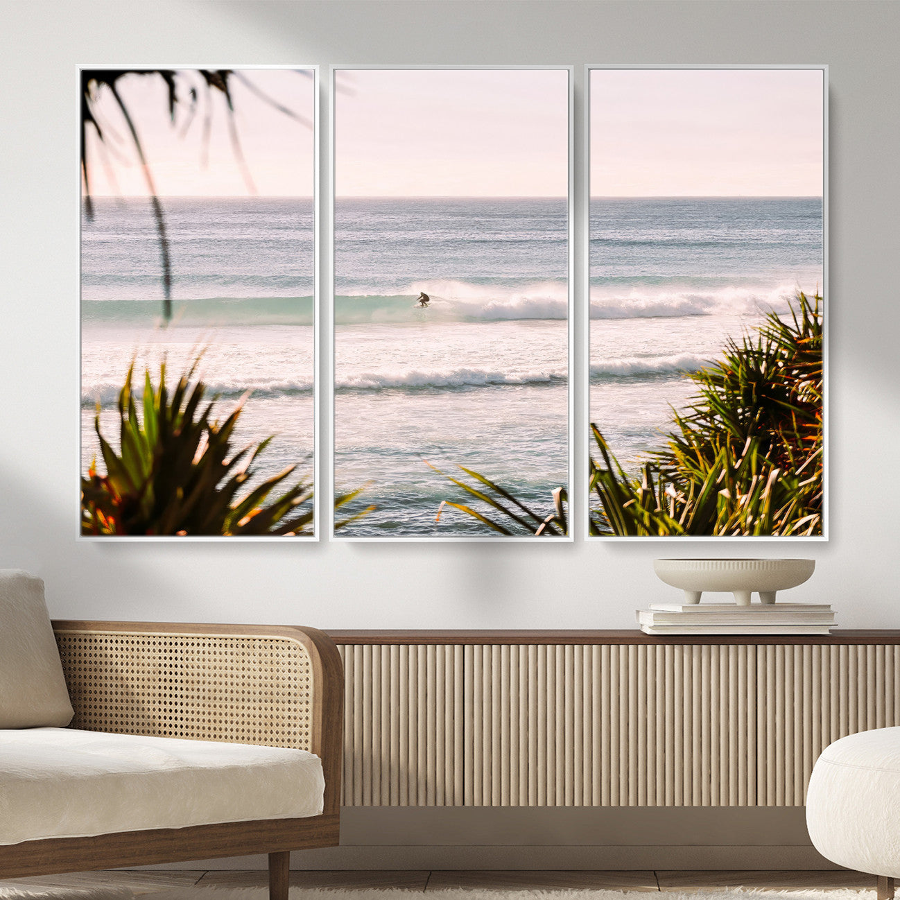 23287092-MGV-CV-36X24 - Ocean Surfer Wall Art Canvas Print | Framed Coastal Surf Art Picture Tropical Beach Artwork for Home Office