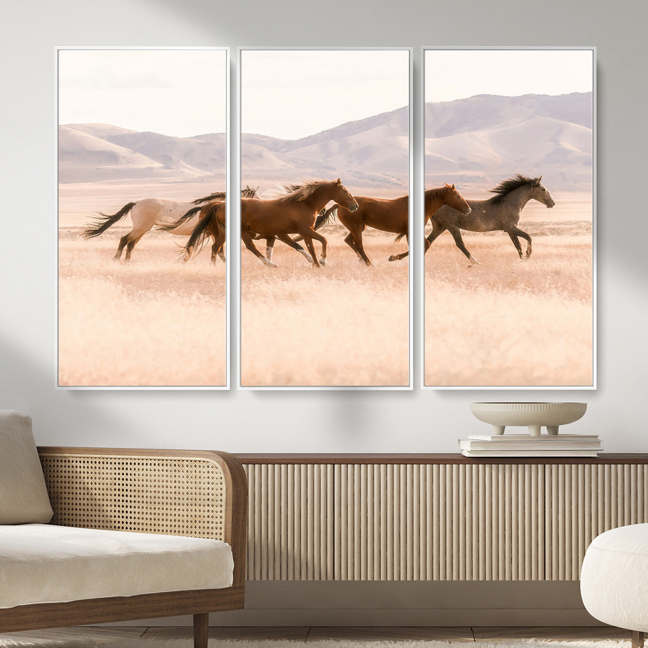 HORSESH-MGV-CV-36X24 - Wild Horses Wall Art – Running Freedom Canvas Print, Graceful Movement, Outdoor Landscape, Nature’s Power and Spirit, Home or Office Decor