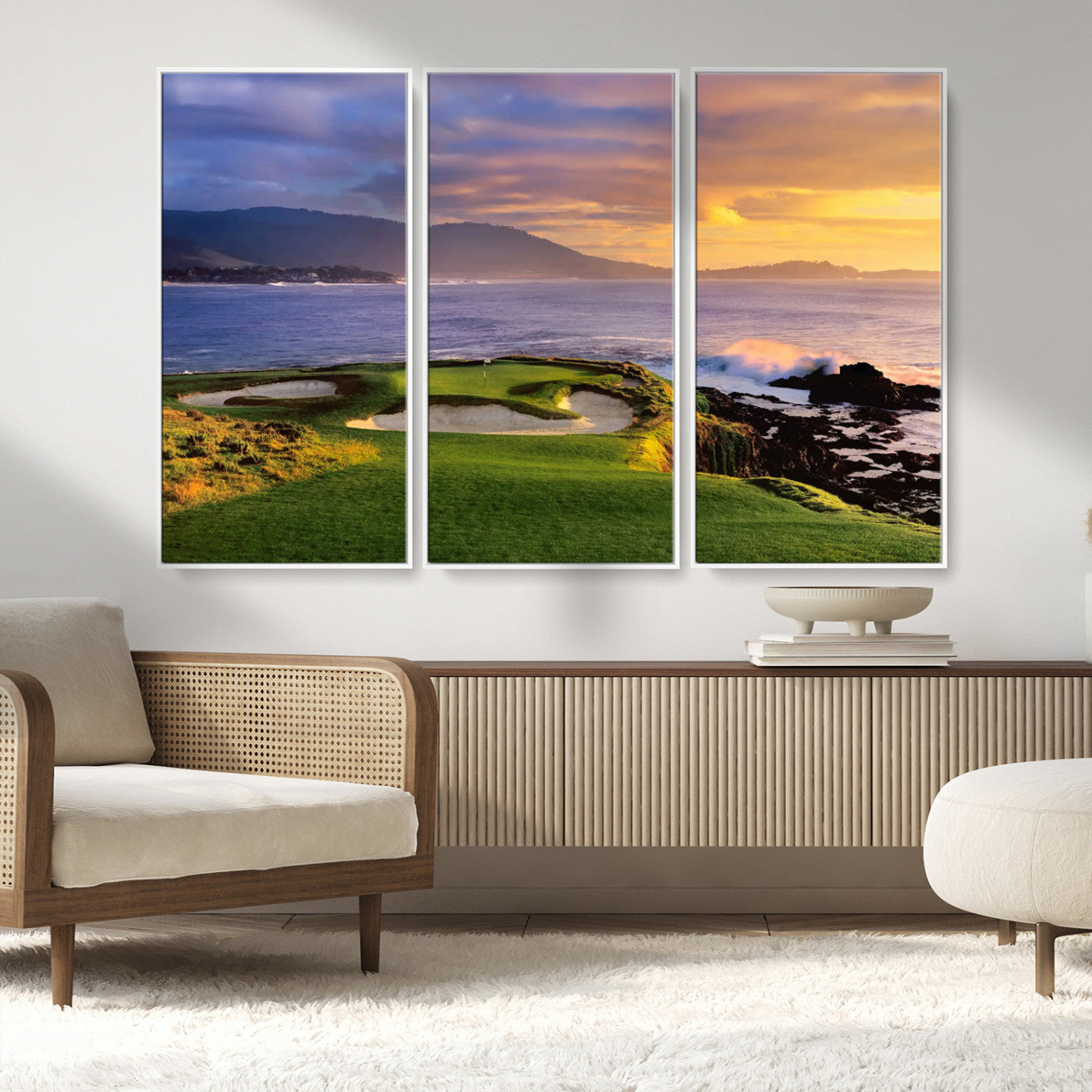 73699248-MGV-CV-36X24-Pebble Beach Golf Wall Art Canvas Print – Iconic Coastal Golf Course Artwork for Home, Office, Living Room