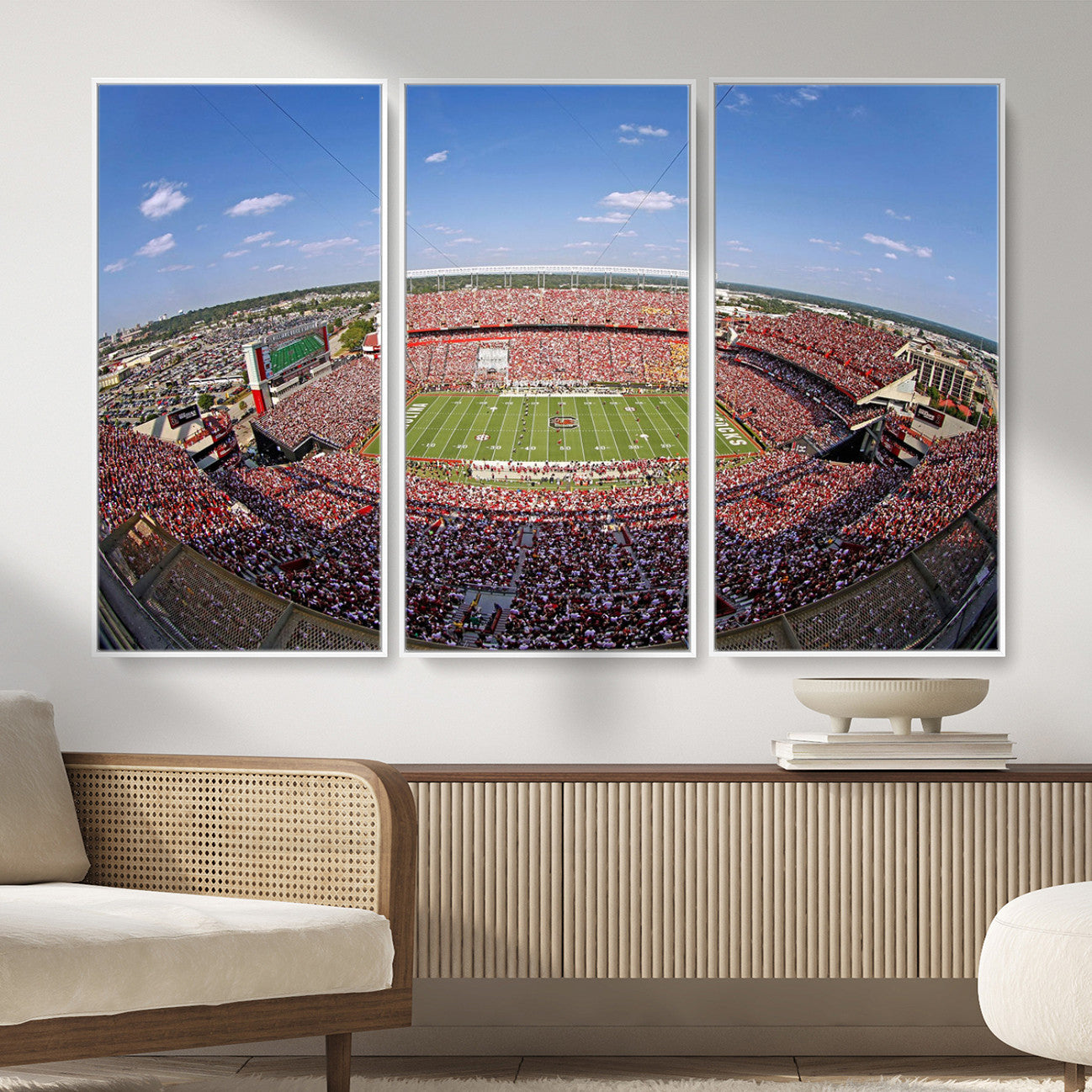 29492070-MGV-FC-48X32-3P - William Brice Stadium Wall Art Canvas Print – Stadium Crowd Sports Field Outdoor Event Football Game Artwork for Home Office