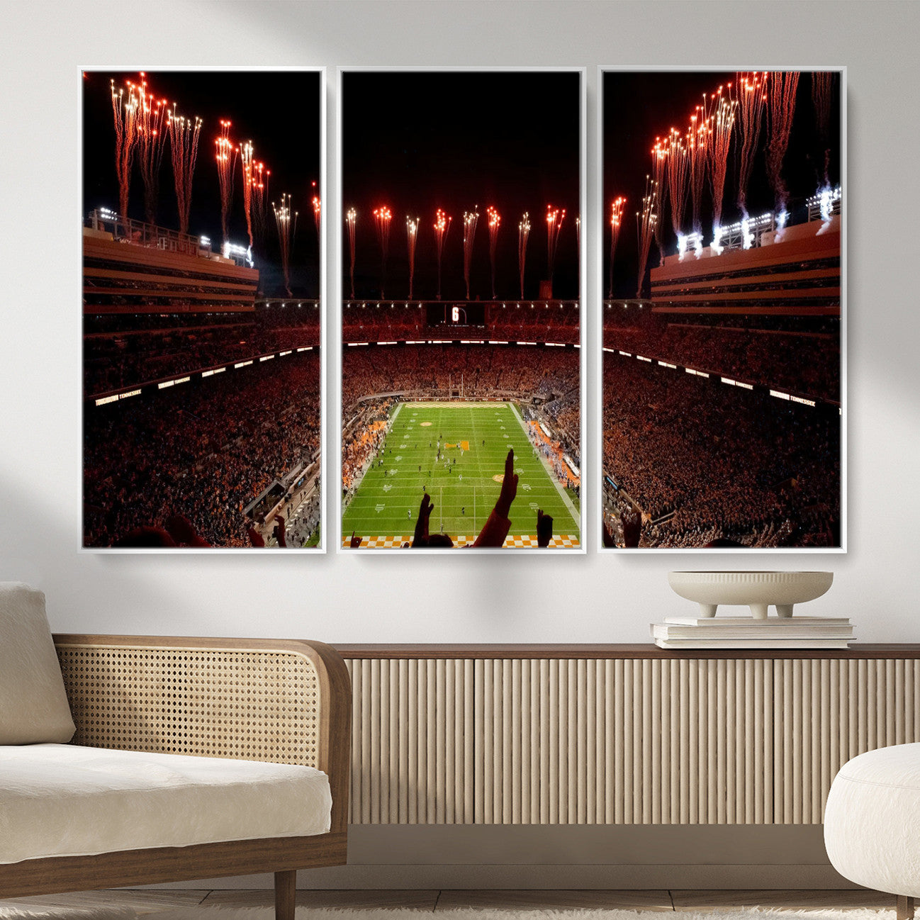 73358115-MGV-FC-48X32-3P - Tennessee Neyland Stadium Wall Art, Sports Arena Canvas Print, Panoramic Stadium Canvas Artwork for Home, Office