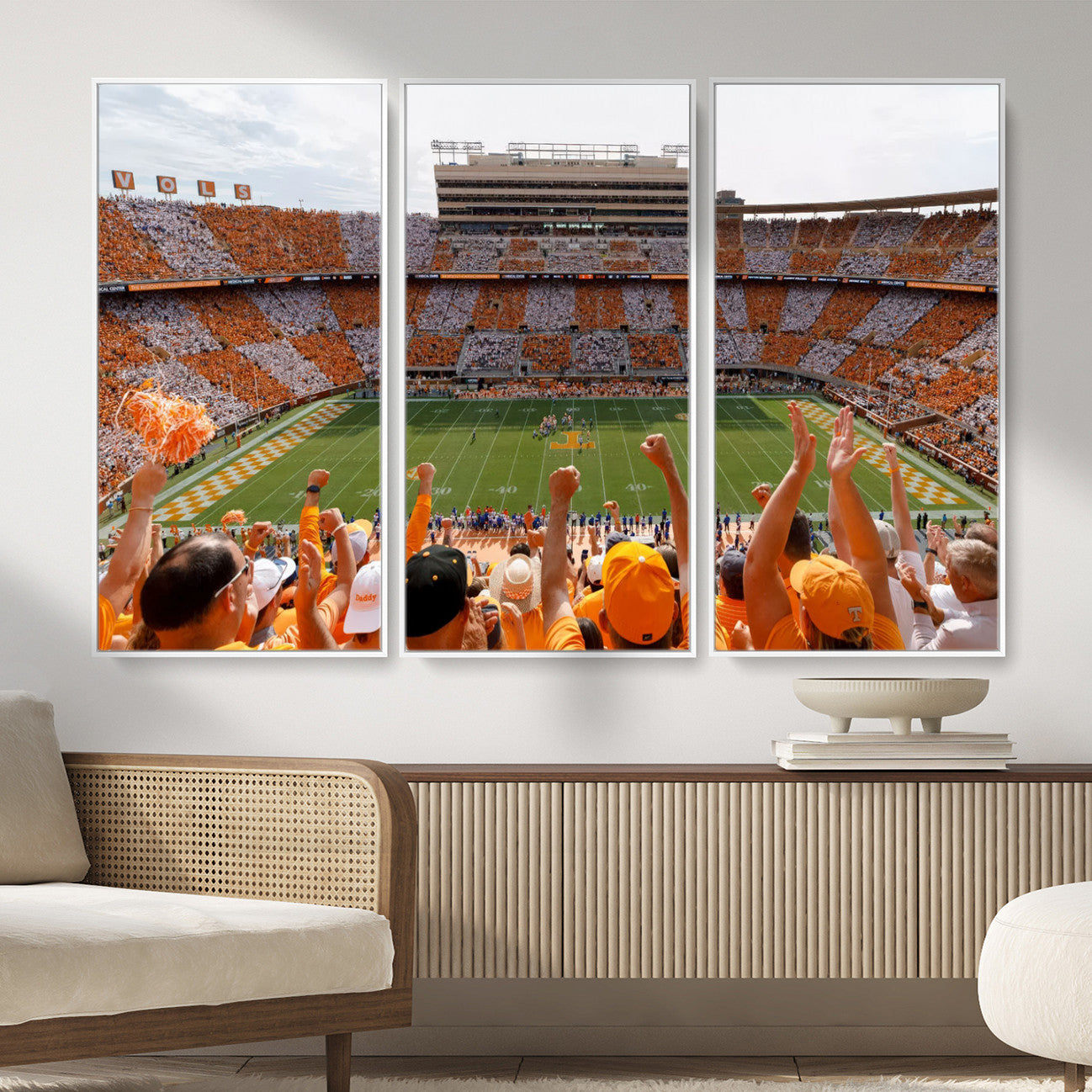 76011417-MGV-FC-48X32-3P - Tennessee Neyland Stadium Wall Art, Sports Arena Canvas Print, Panoramic Stadium Artwork for Home, Office
