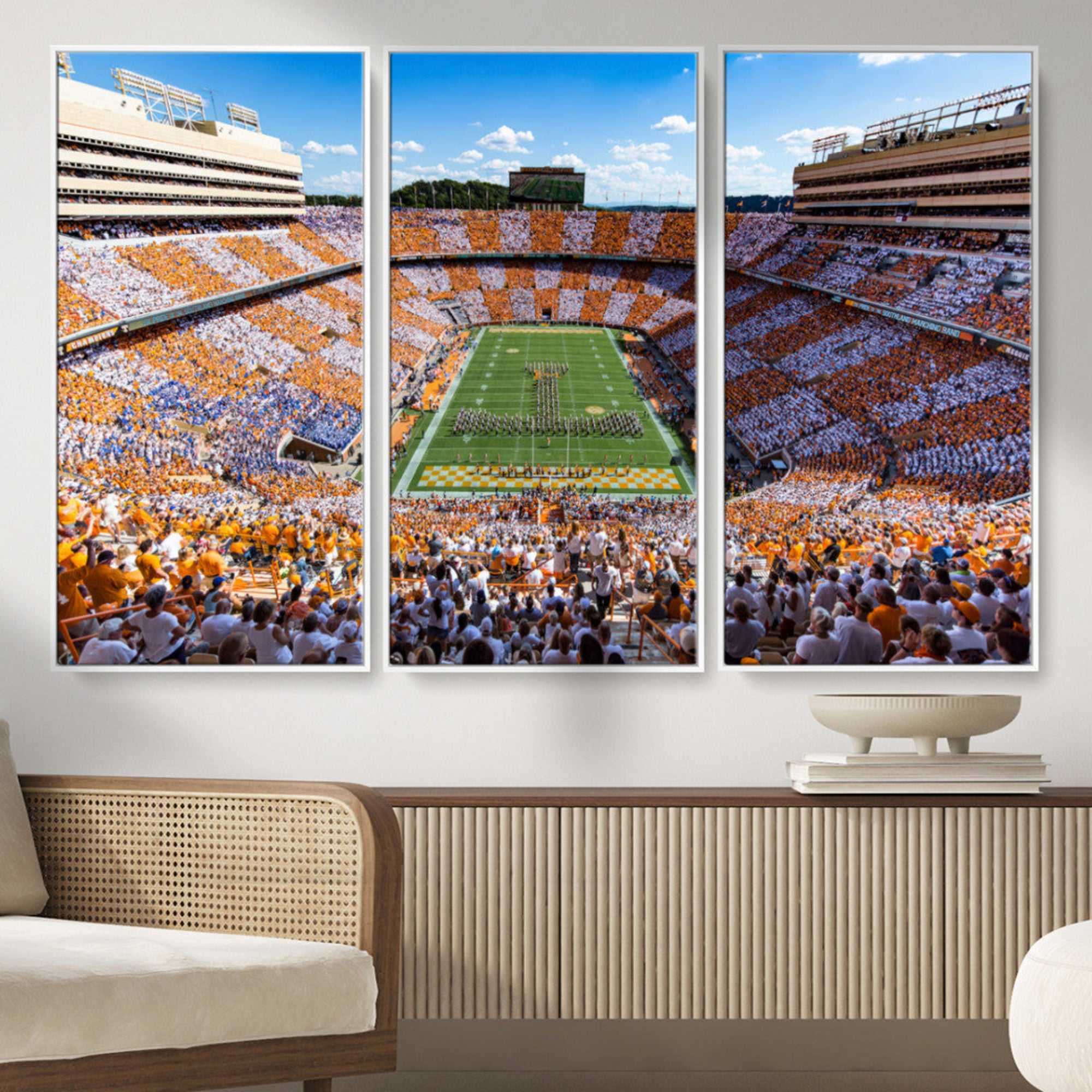 64238859-MGV-CV-48X32-3P-Tennessee Neyland Stadium Wall Art, Sports Arena Canvas Print, Panoramic Stadium Artwork for Home, Office