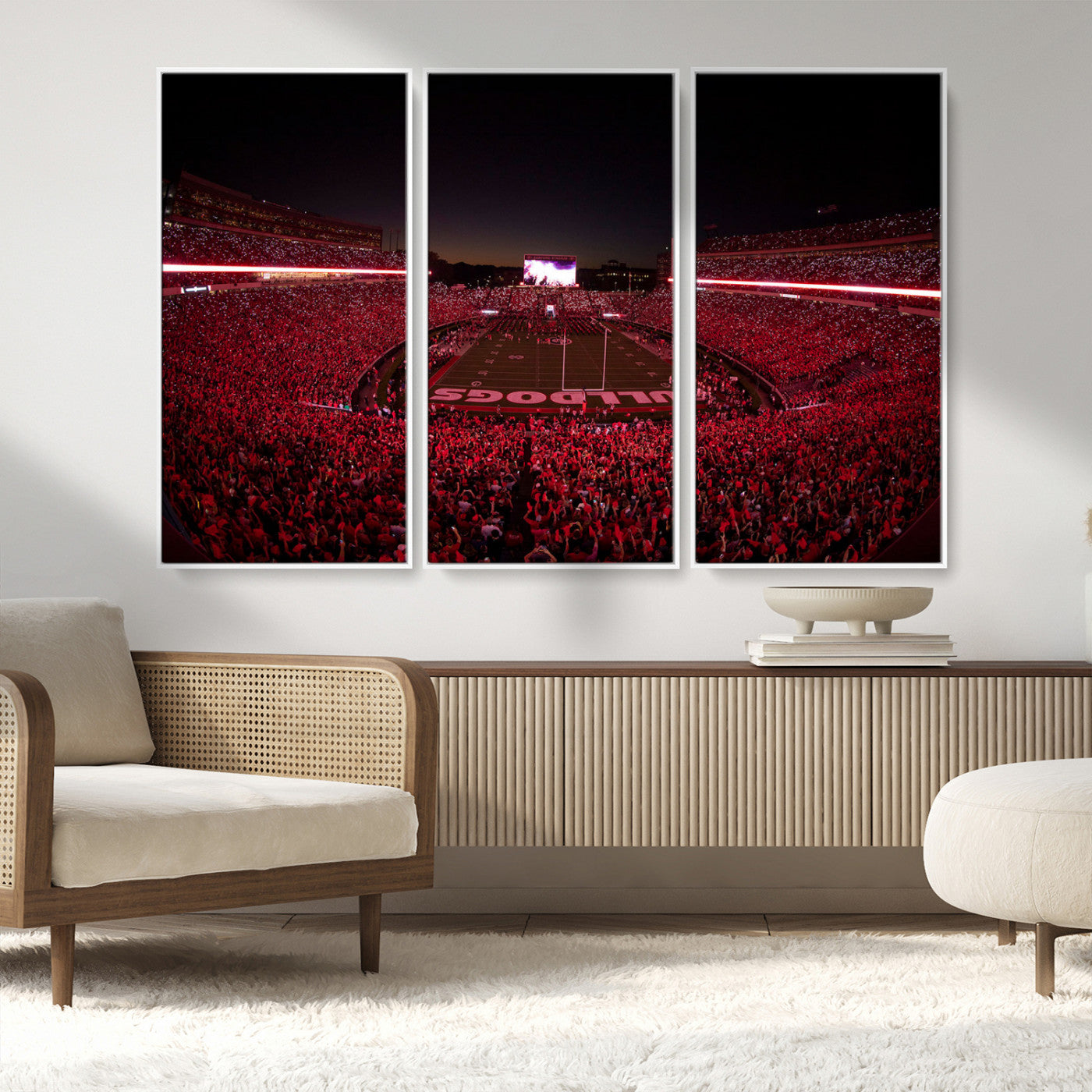 38331045-MGV-FC-48X32-3P_White-Dooley Stadium Wall Art, Sports Arena Canvas Print, Dooley Field Sanford Stadium Artwork for Home, Office