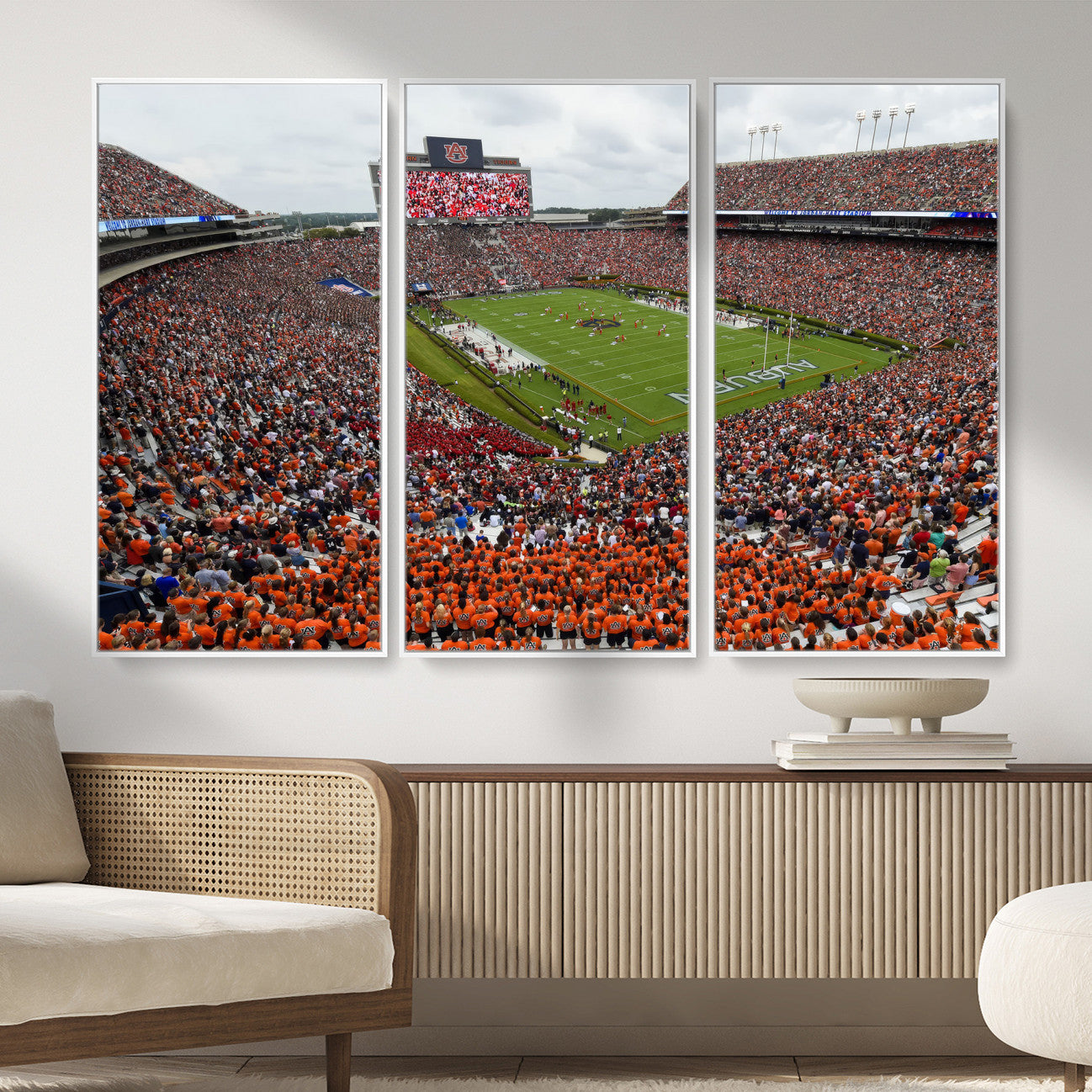 39597998-MGV-CV-36X24-Jordan-Hare Stadium Wall Art Canvas Print, College Sports Art for Man Cave or Game Room, Framed Alabama Football Decor