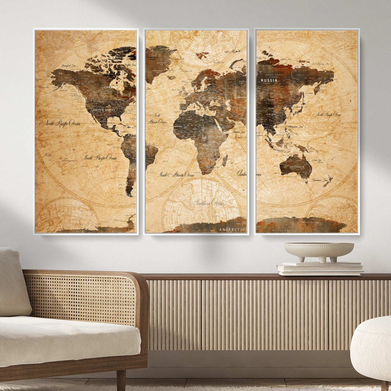 14542905-MGV-FC-48X32-3P - Push Pin World Map Canvas Print – Travel Tracker Wall Art for Couples, Perfect Anniversary Gift for Home or Office Decor