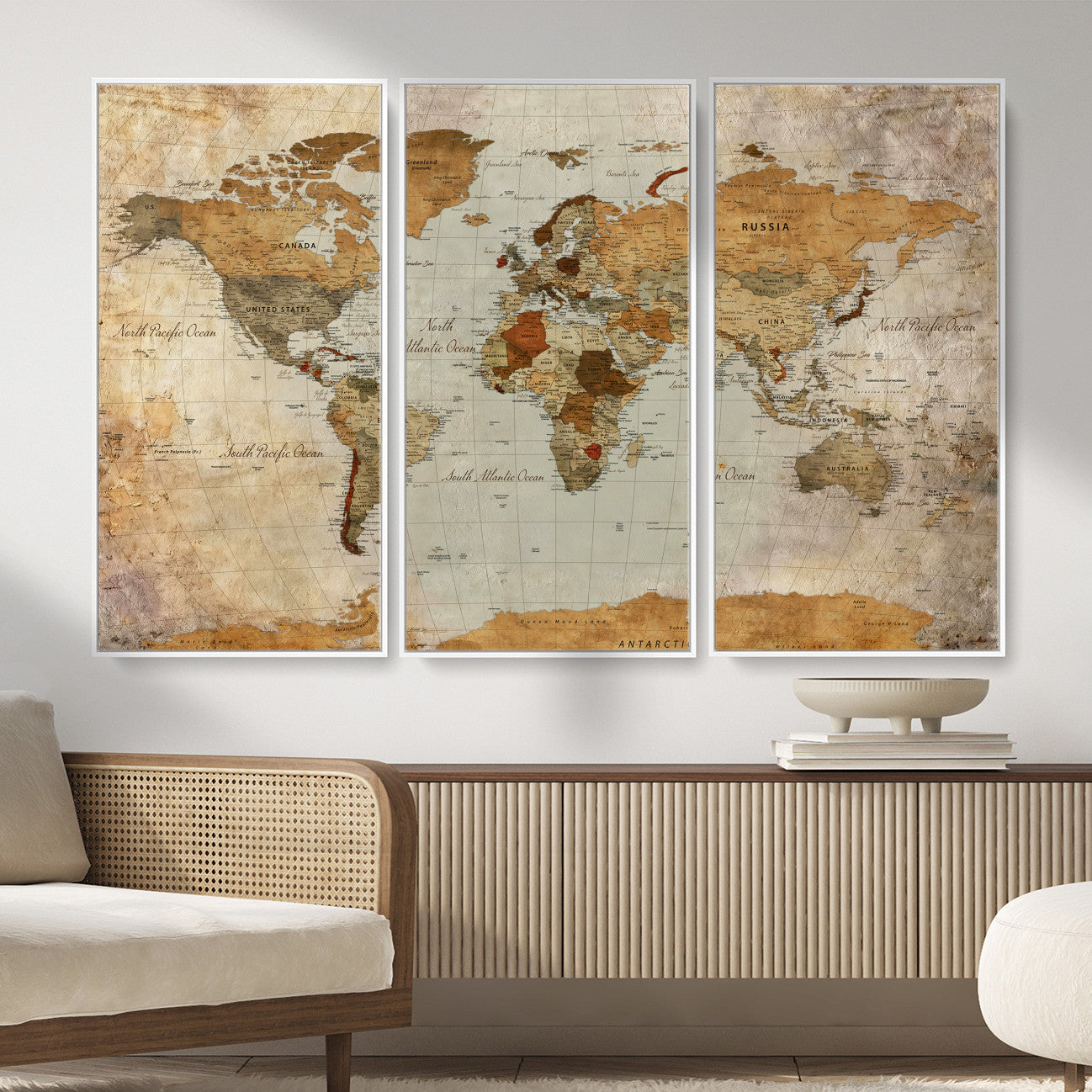 74176056-MGV-CV-36X24 - World Map Wall Art Canvas Print, Modern Decorative Framed Map Artwork Prints for Living Room, Office, Bedroom Wall Decor