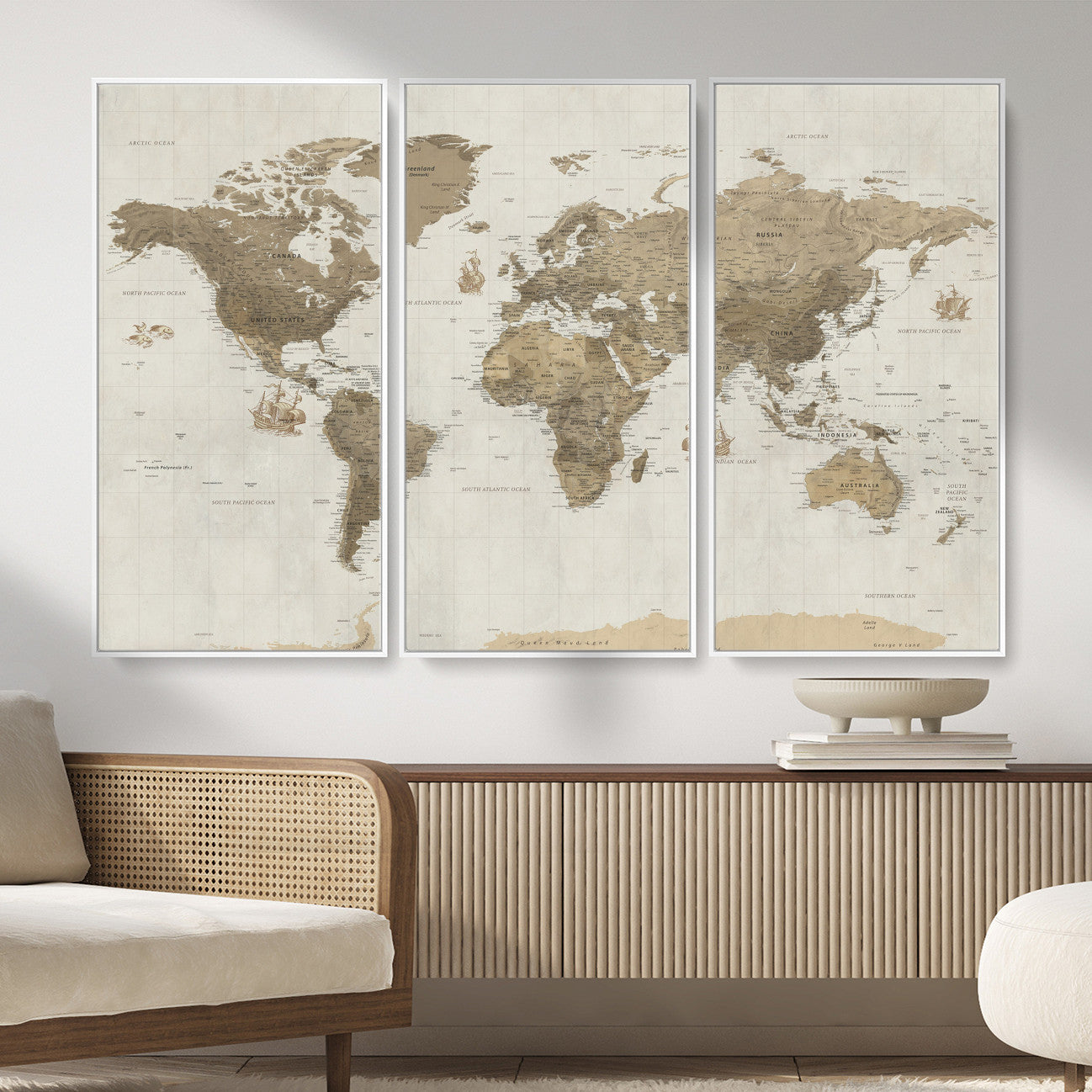 28283260-MGV-CV-36X24 - World Map Wall Art Canvas Print, Modern Decorative Framed Map Artwork Prints for Living Room, Office, Bedroom Wall Decor